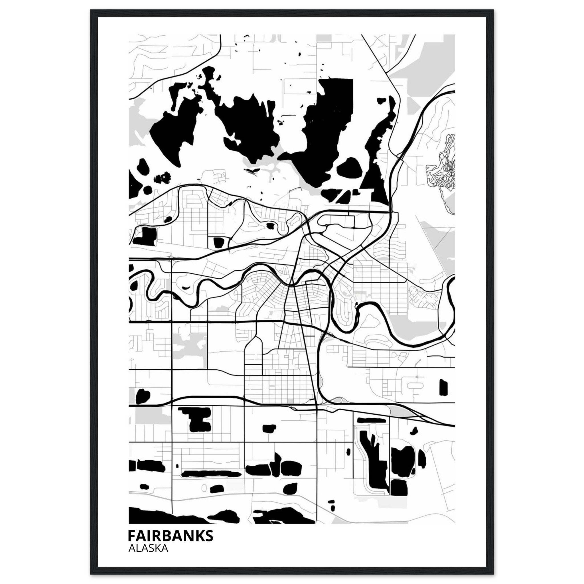 Fairbanks Alaska City Map Poster | Custom Map Art Print - Ink And Atlas