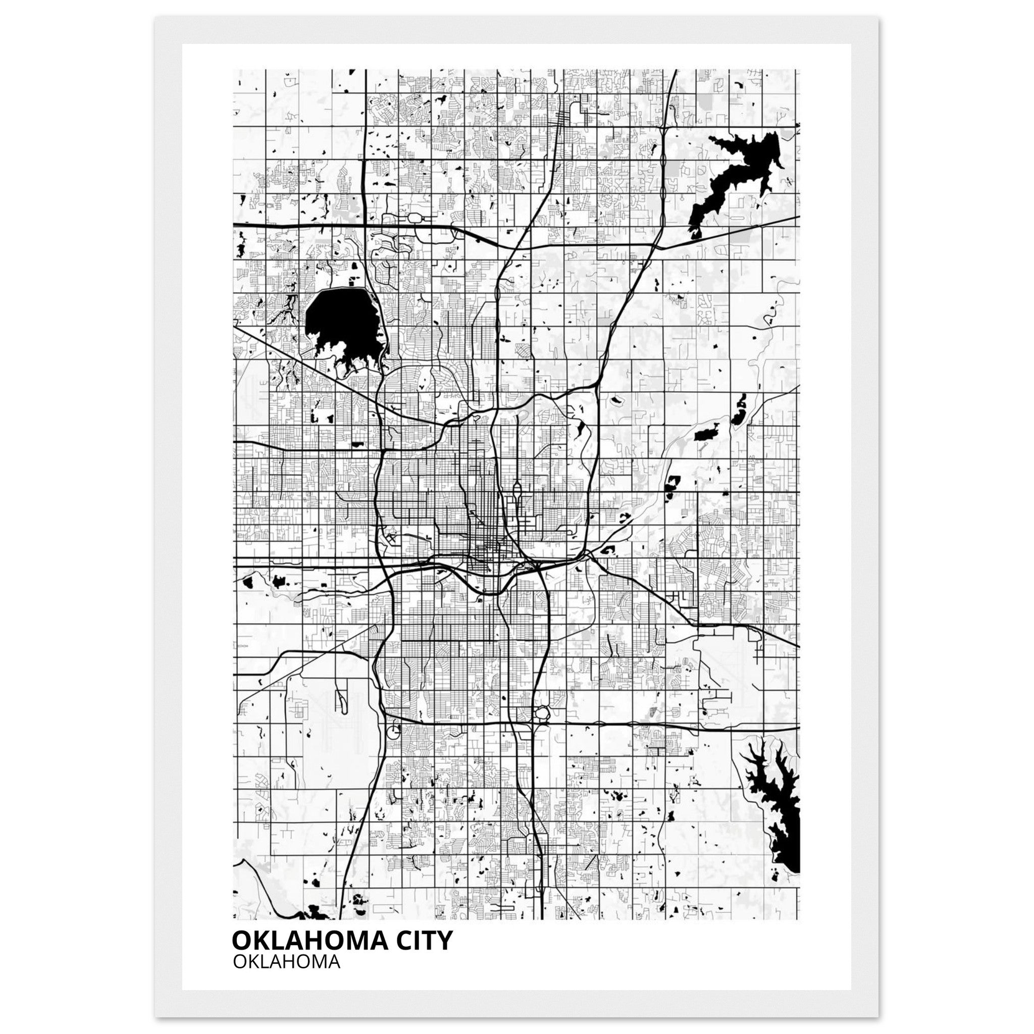 oklahoma city map poster print