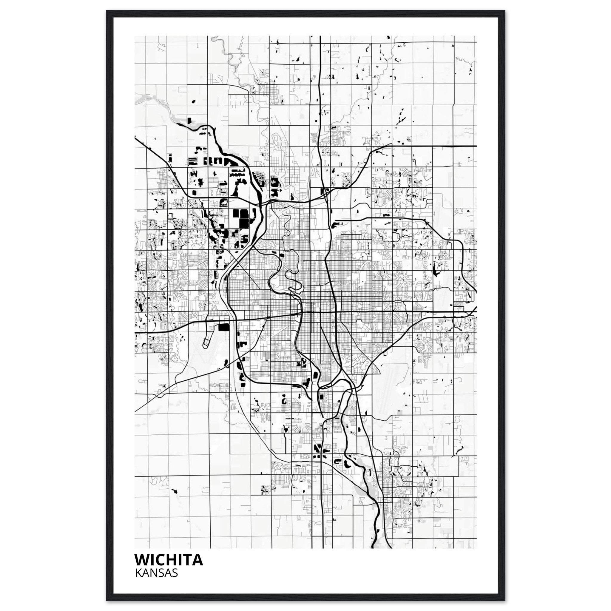 wichita map poster print