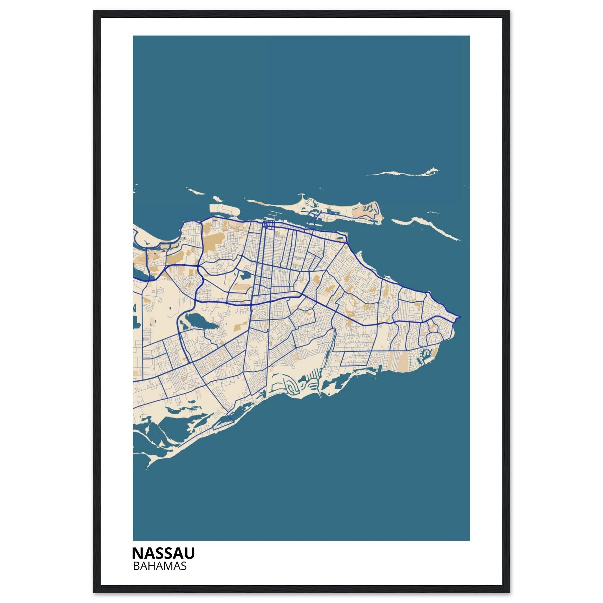 Nassau Bahamas City Map Poster | Custom Map Art Print - Ink And Atlas