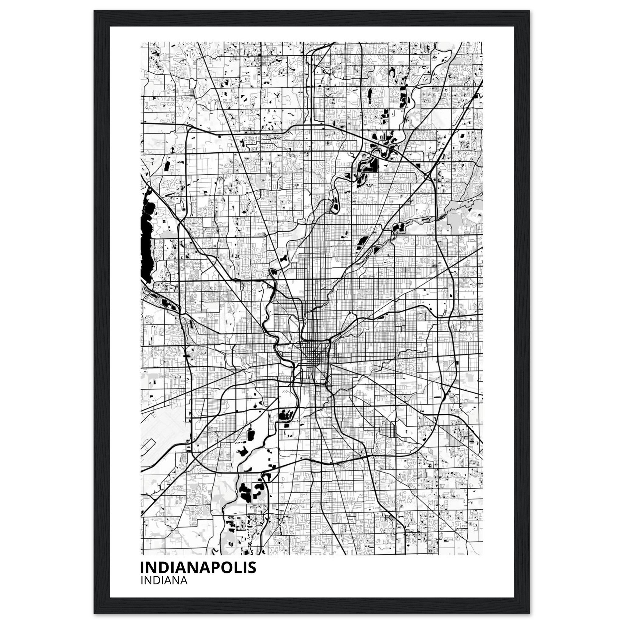 indianapolis map poster print