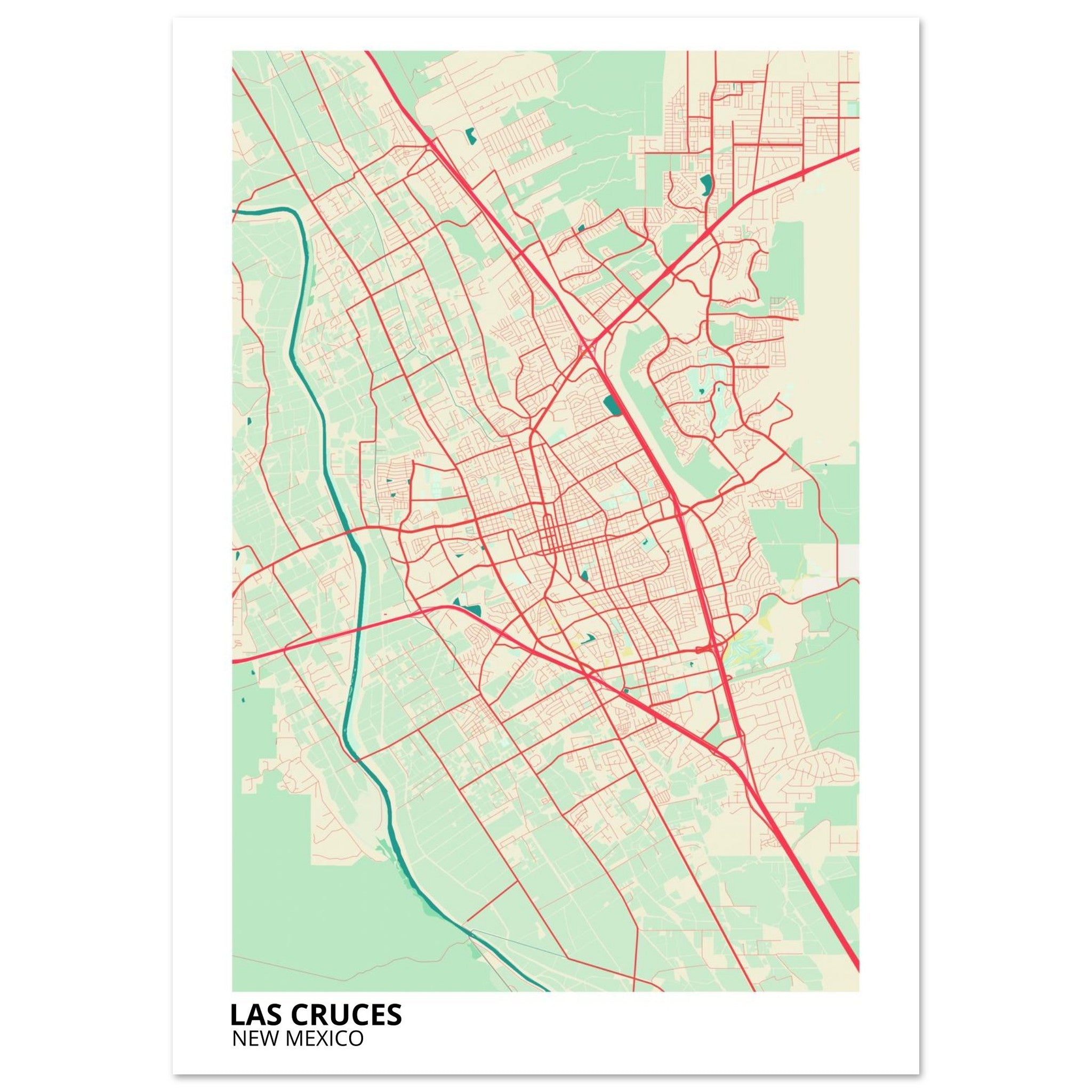 Las Cruces New Mexico City Map Poster | Custom Map Art Print - Ink And Atlas