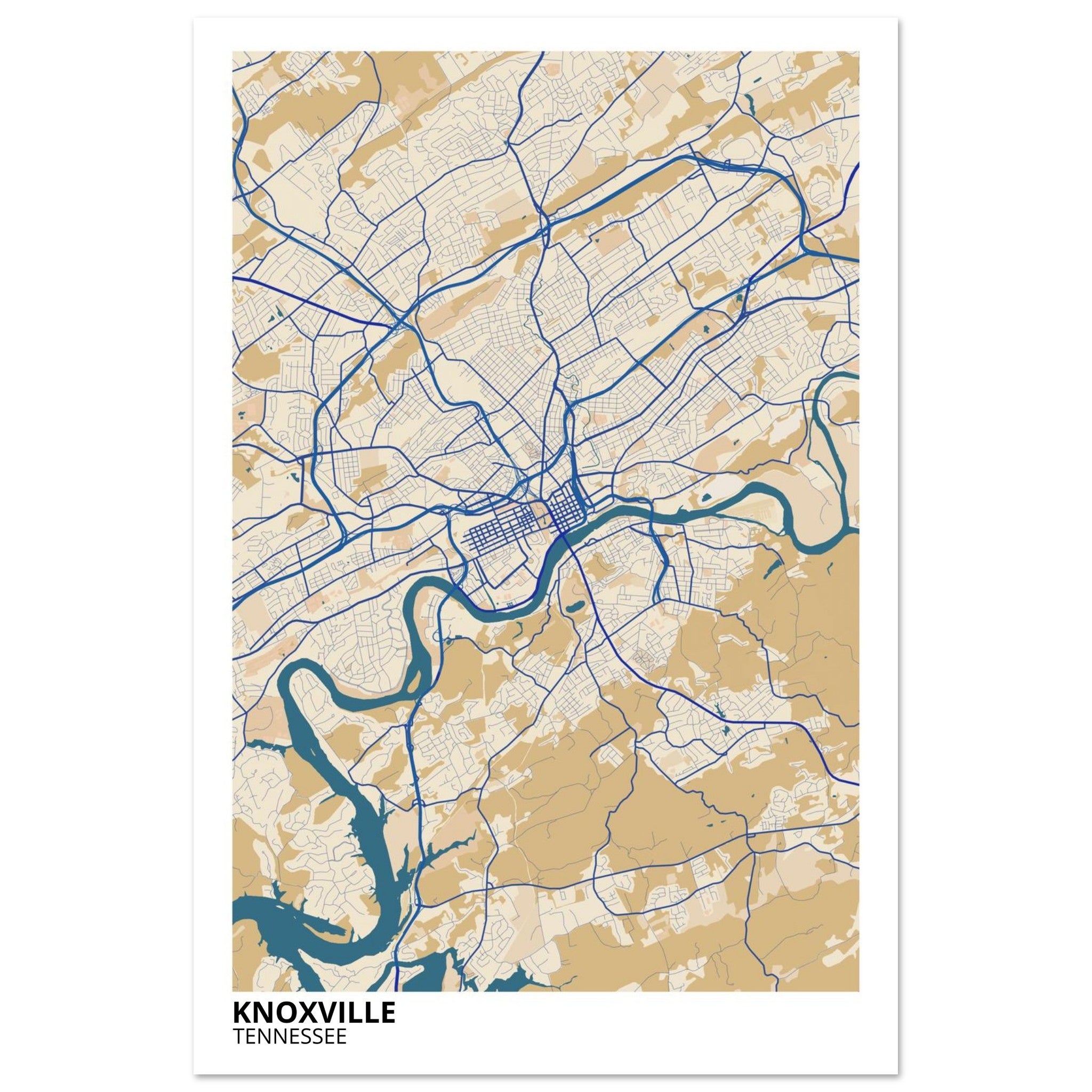 knoxville map poster print
