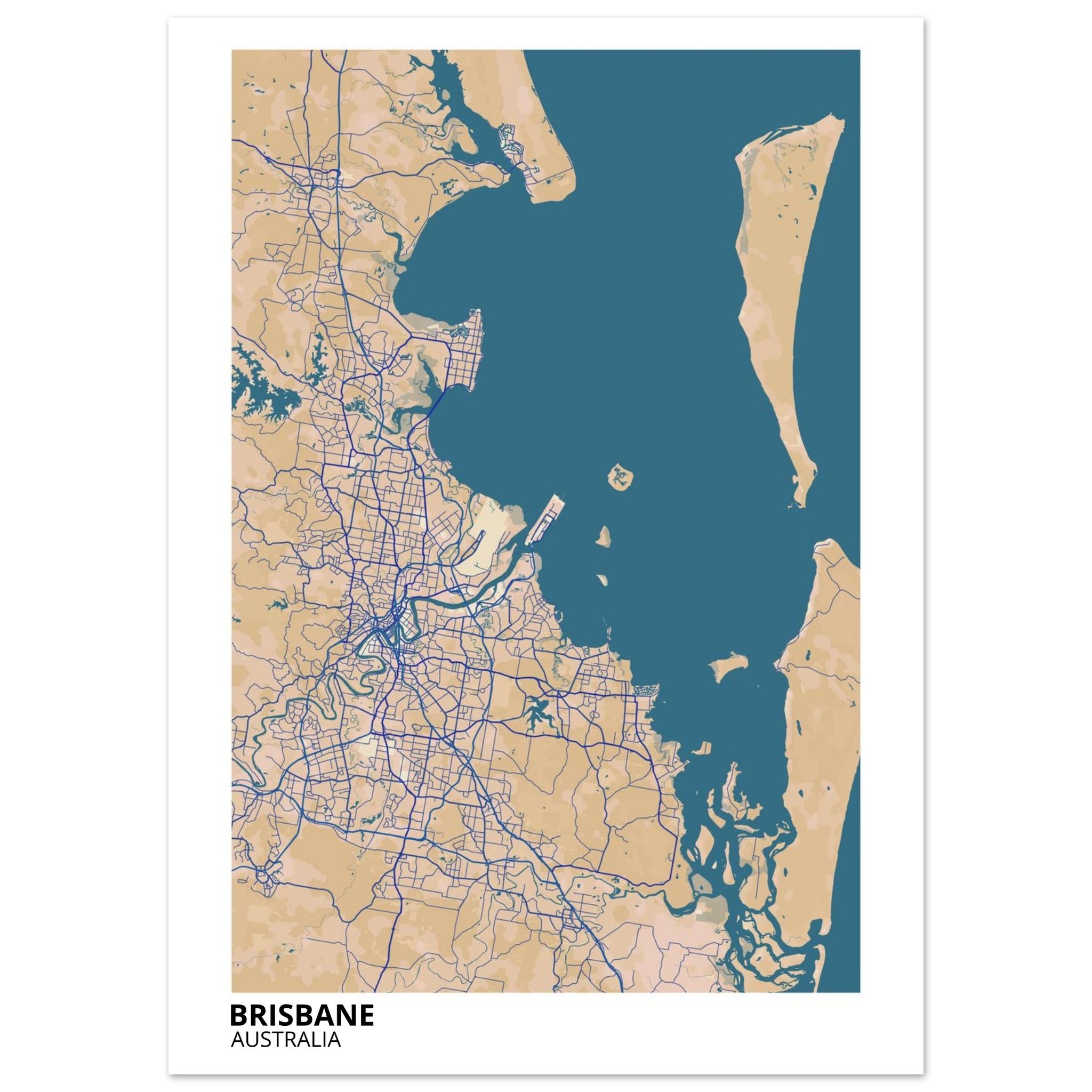 Brisbane Australia City Map Poster | Custom Map Art Print - Ink And Atlas