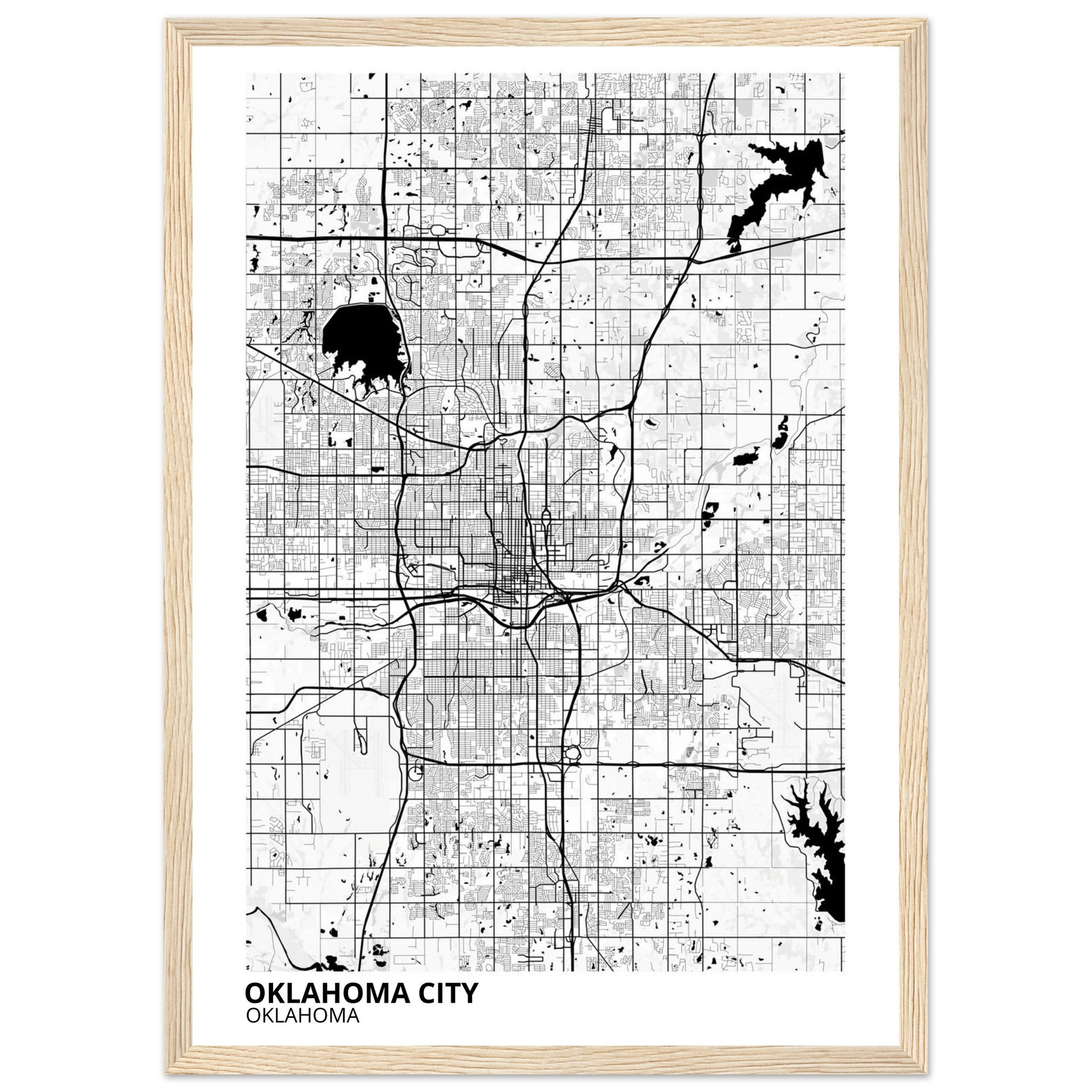 oklahoma city map poster print