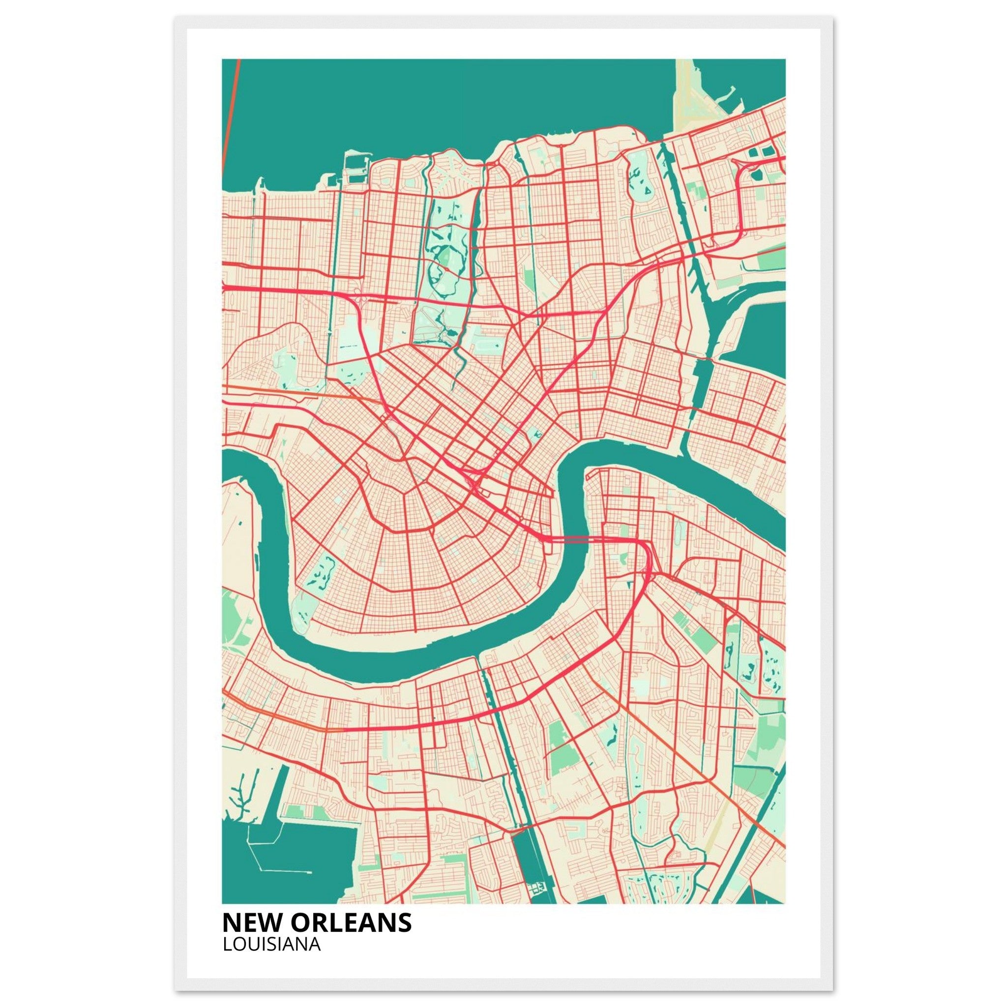 new orleans map poster print
