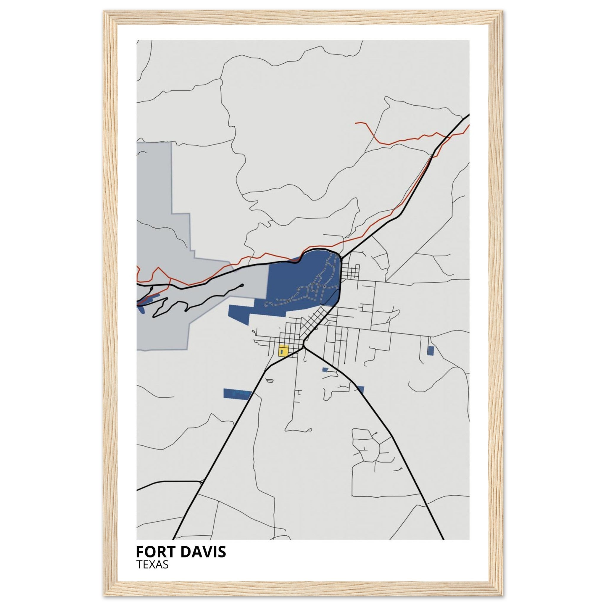 Fort Davis Texas City Map Poster | Custom Map Art Print - Ink And Atlas