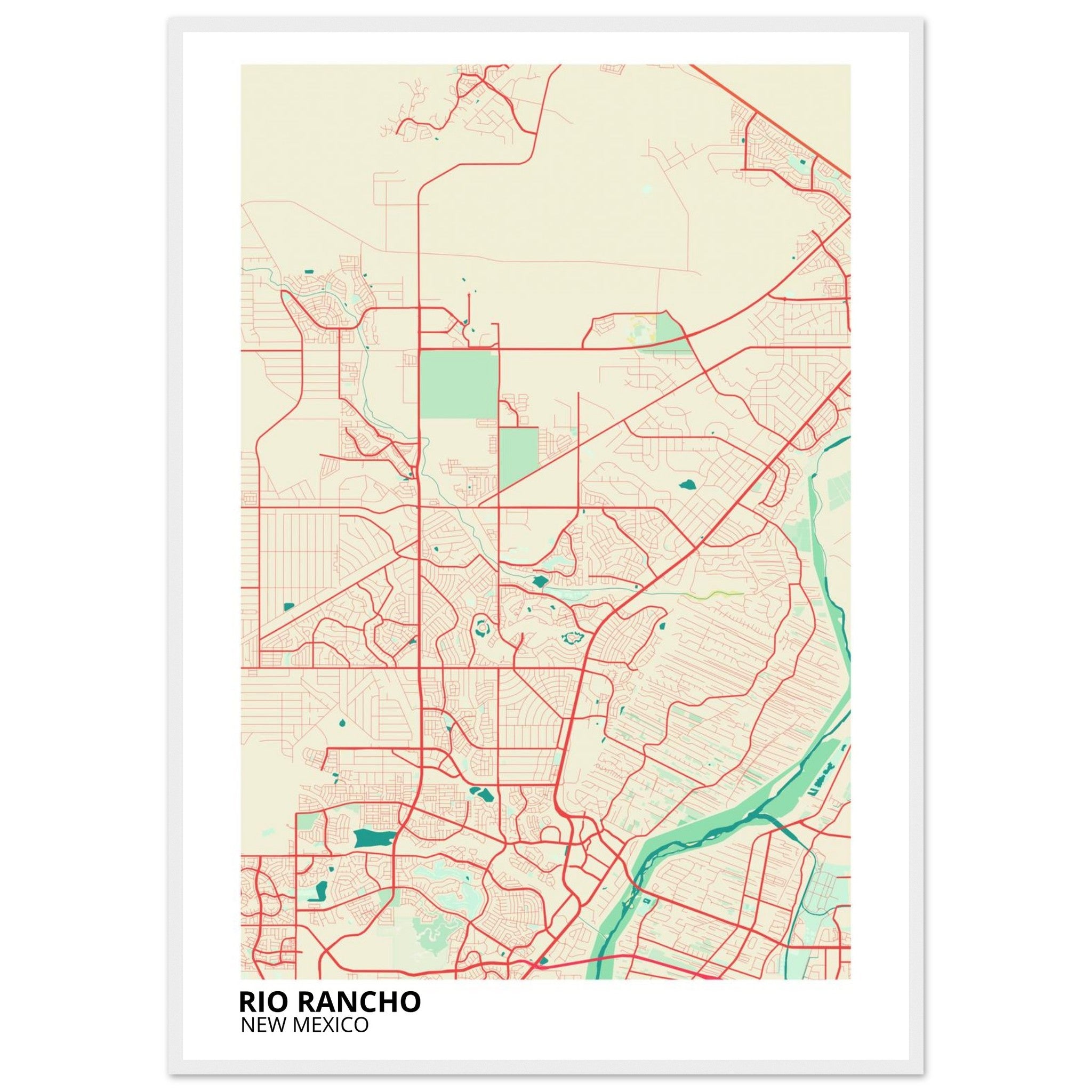 Rio Rancho New Mexico City Map Poster | Custom Map Art Print - Ink And Atlas