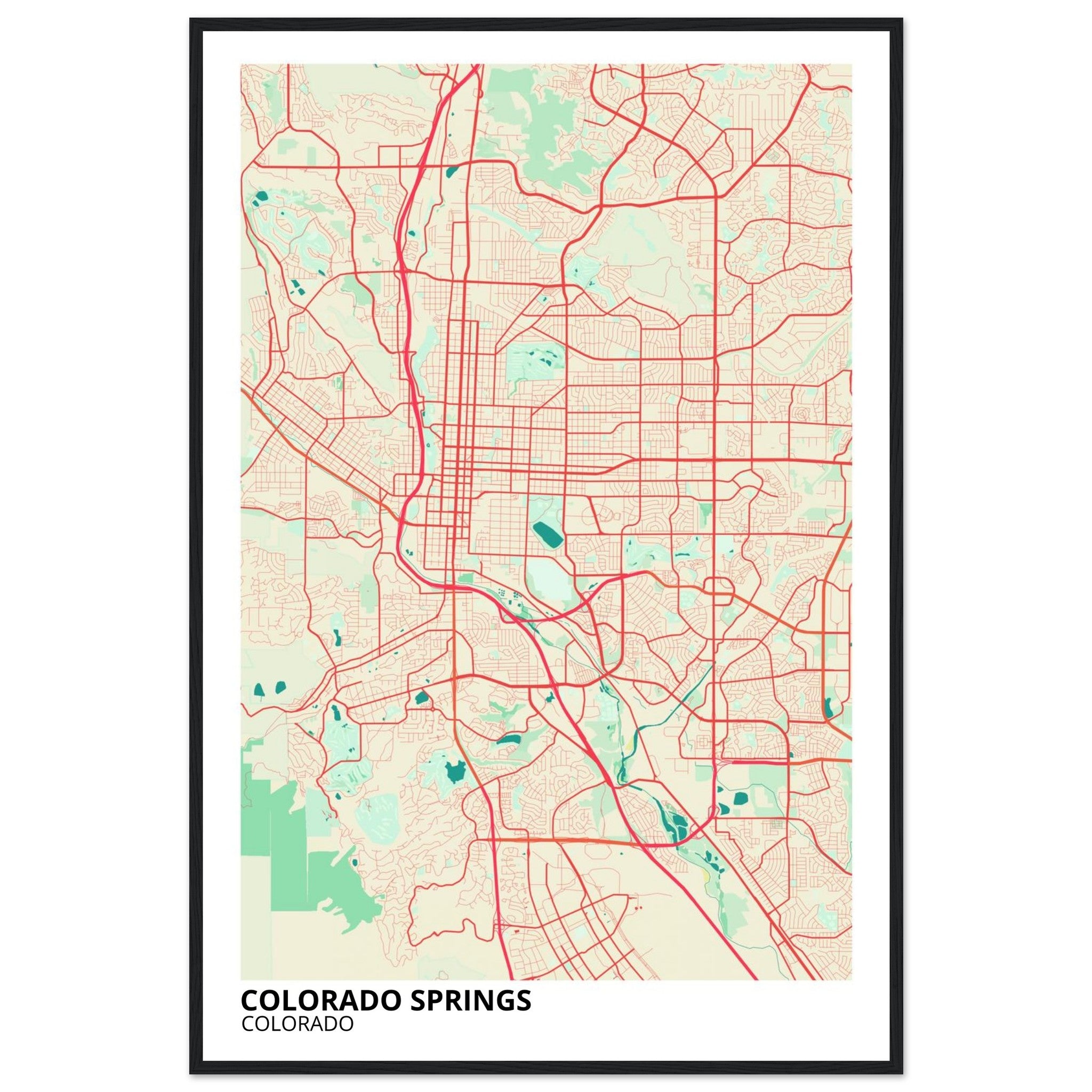 colorado springs map poster print