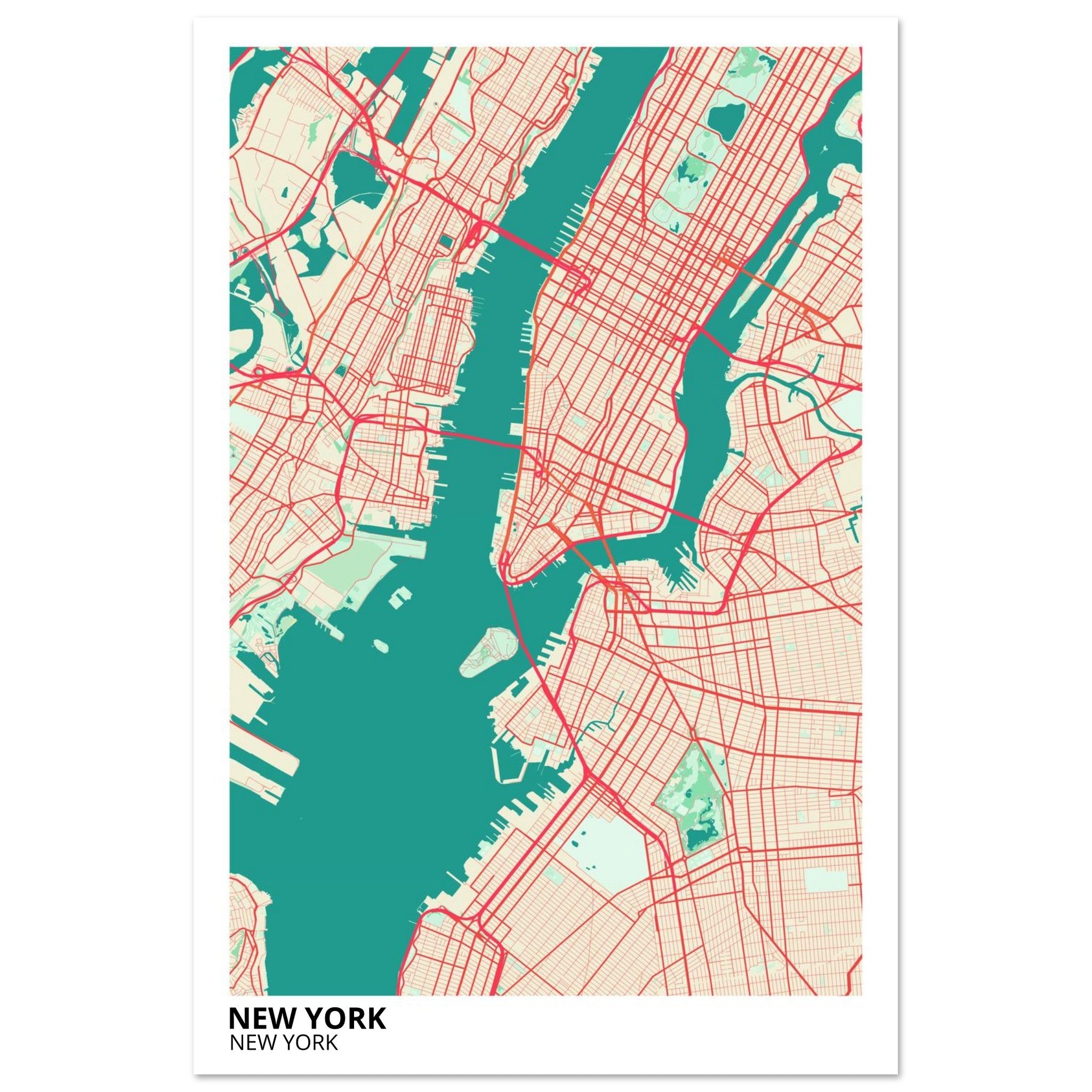 new york map poster print