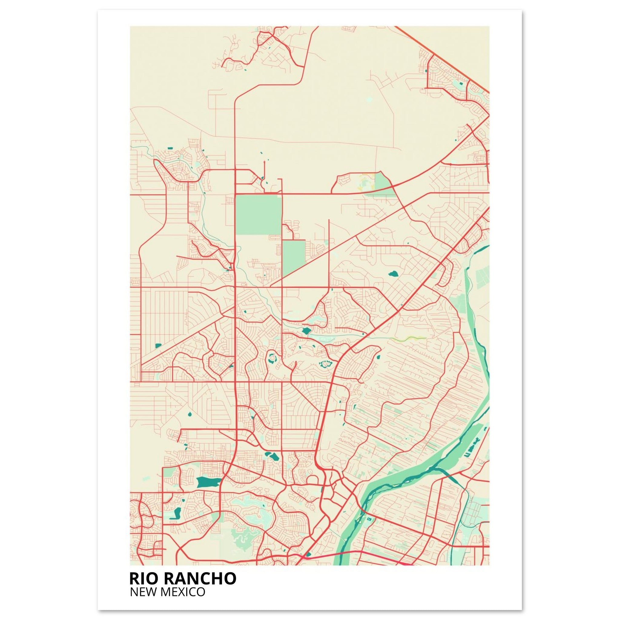 Rio Rancho New Mexico City Map Poster | Custom Map Art Print - Ink And Atlas