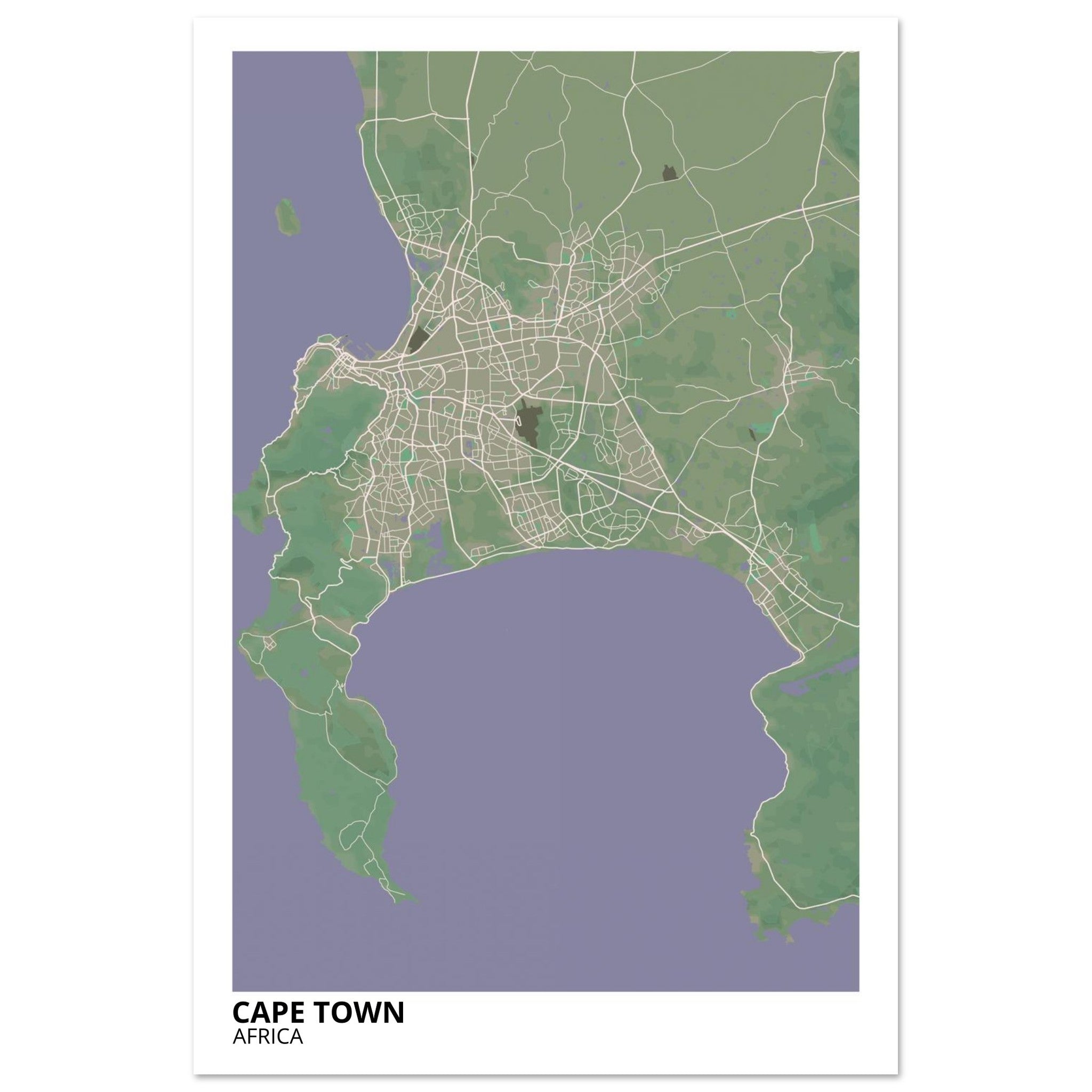 Cape Town South Africa City Map Poster | Custom Map Art Print - Ink And Atlas