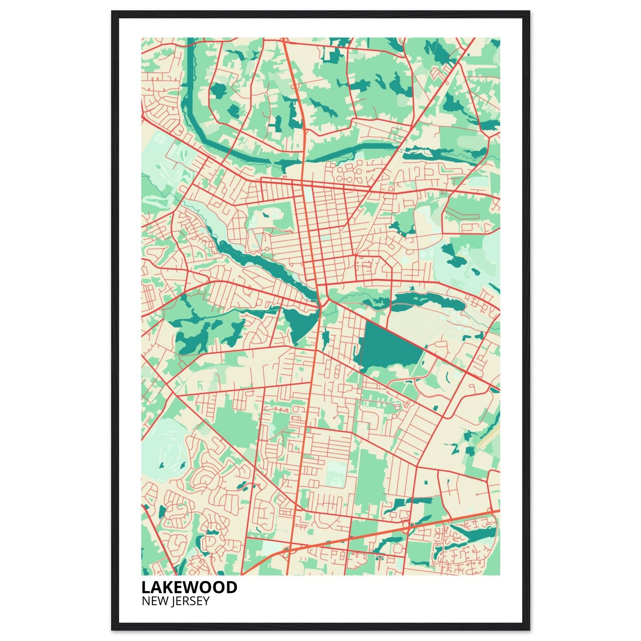Lakewood New Jersey City Map Poster | Custom Map Art Print - Ink And Atlas