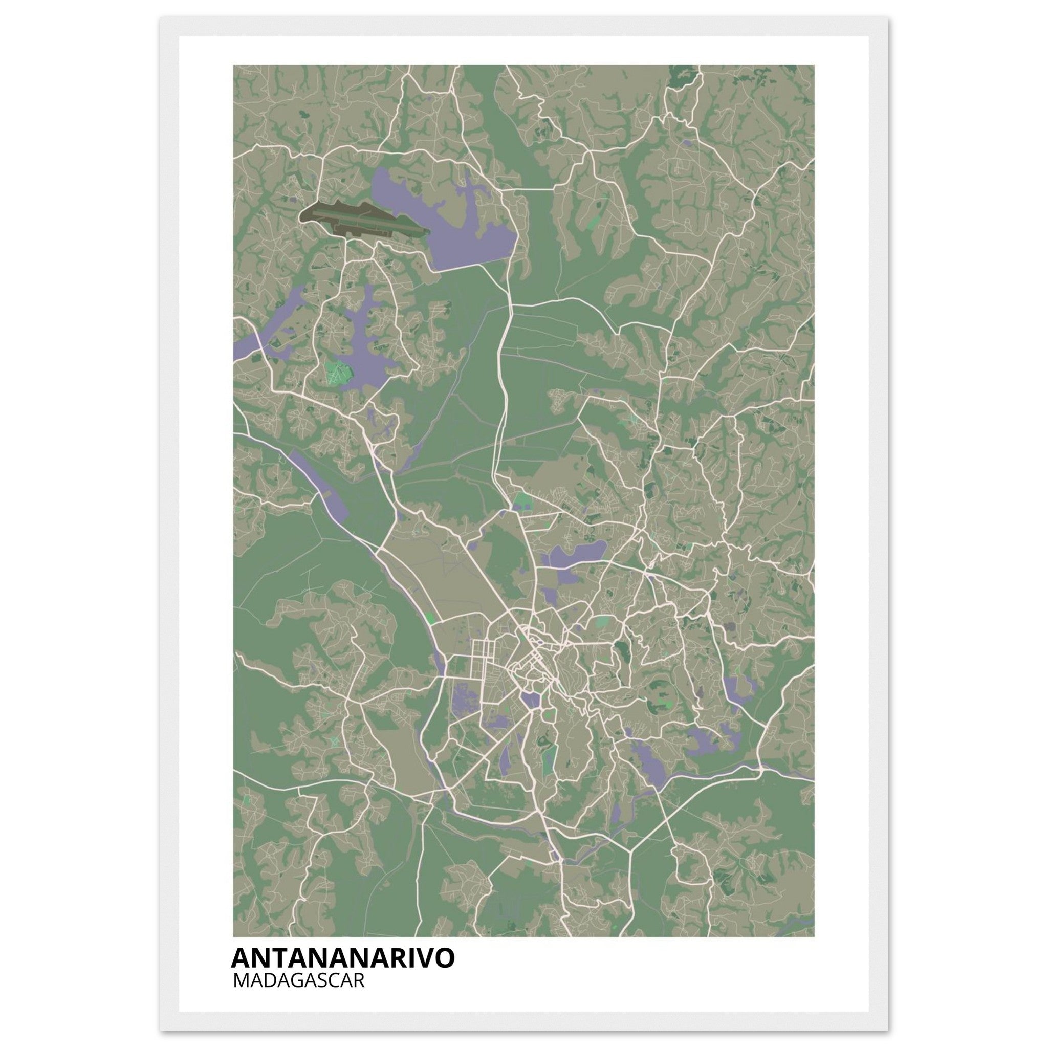 Antananarivo Madagascar City Map Poster | Custom Map Art Print - Ink And Atlas