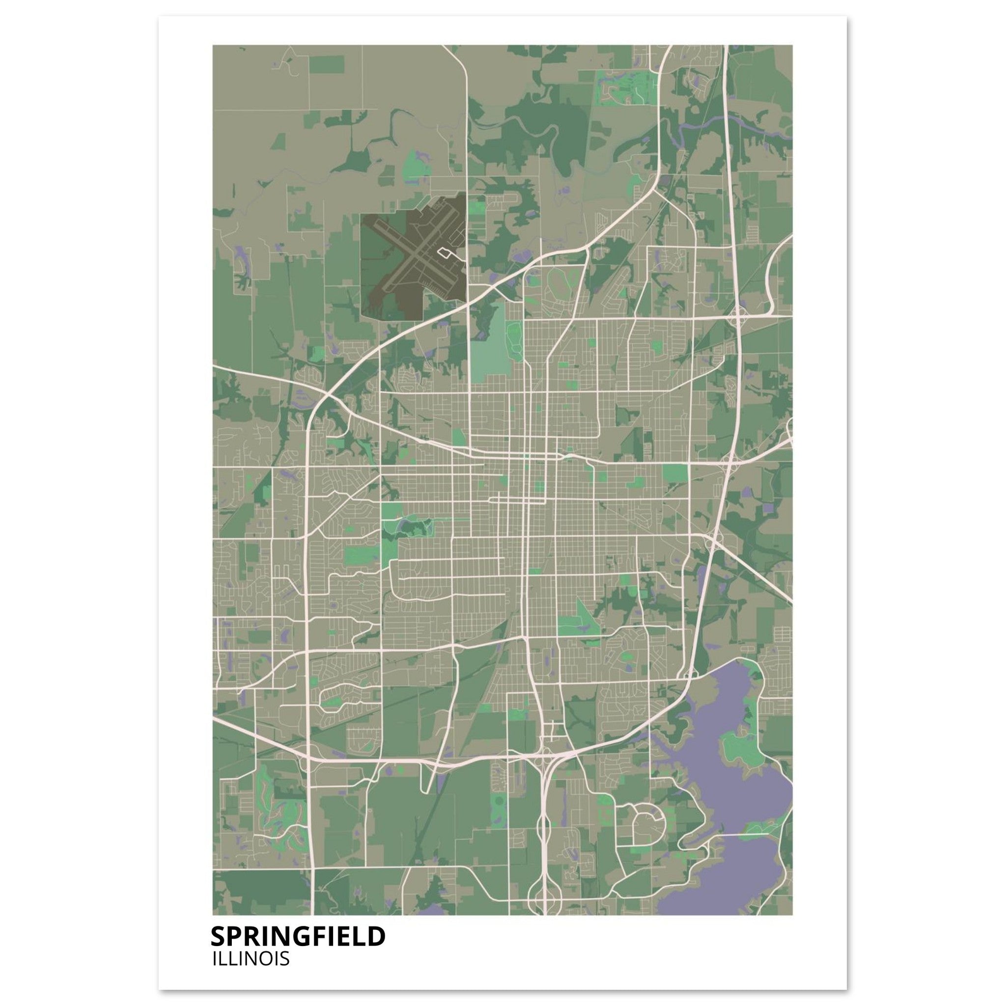 springfield map poster print
