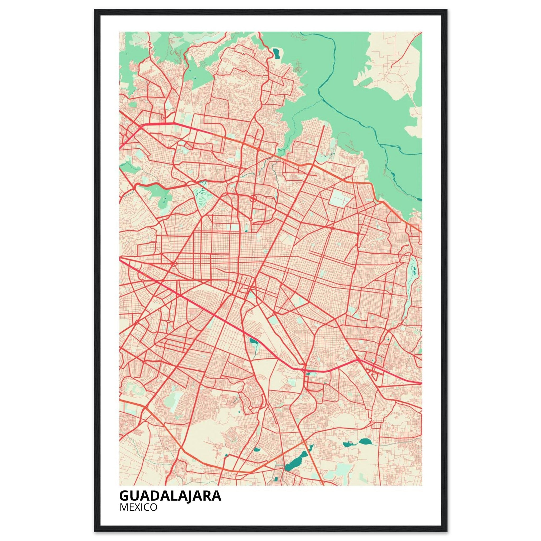 Guadalajara Mexico City Map Poster | Custom Map Art Print - Ink And Atlas