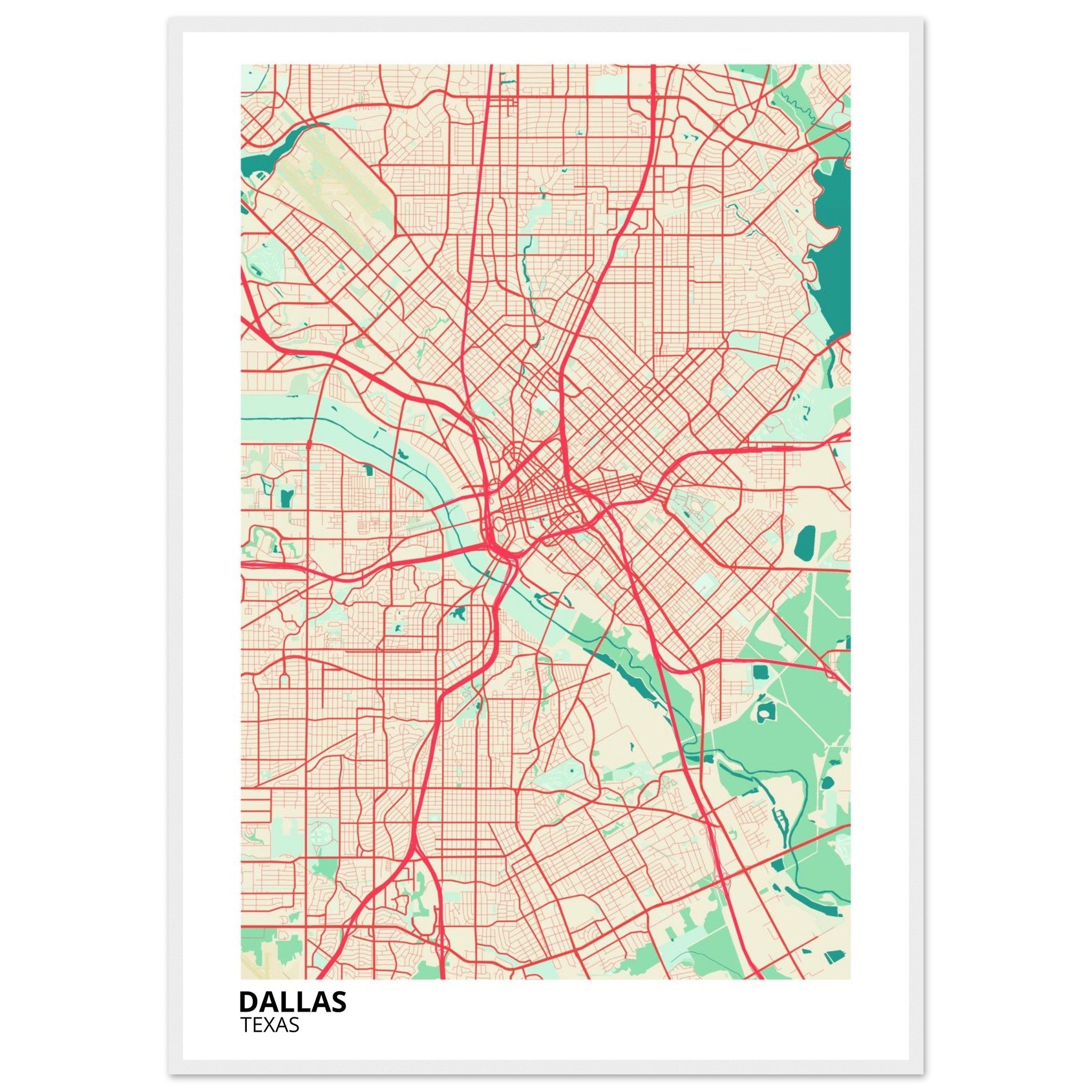 dallas map poster print
