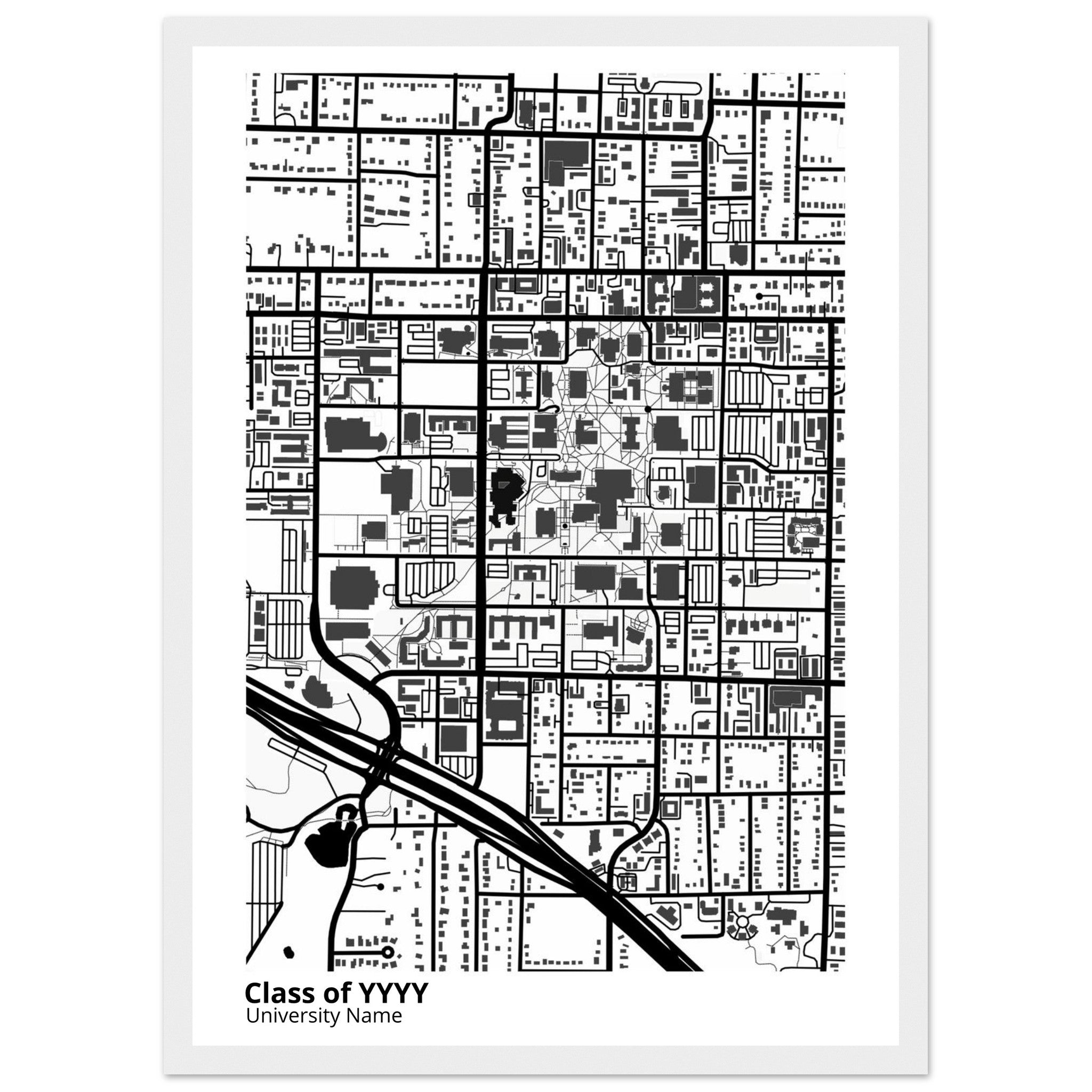 custom modern campus map print