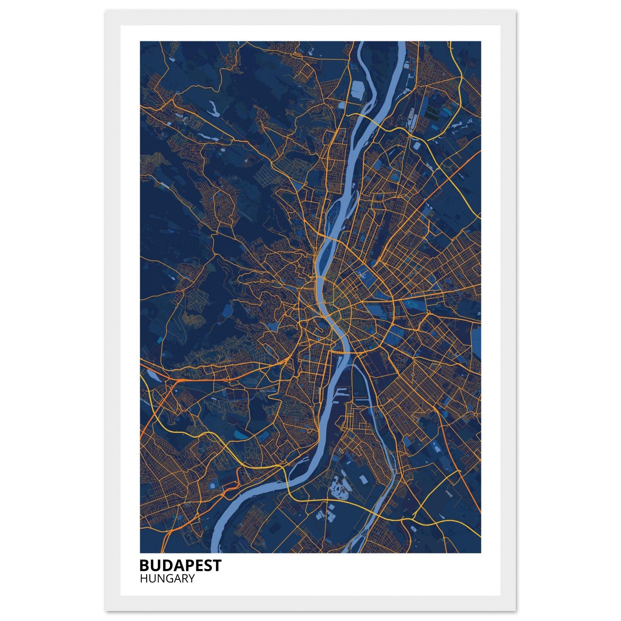 Budapest Hungary City Map Poster | Custom Map Art Print - Ink And Atlas
