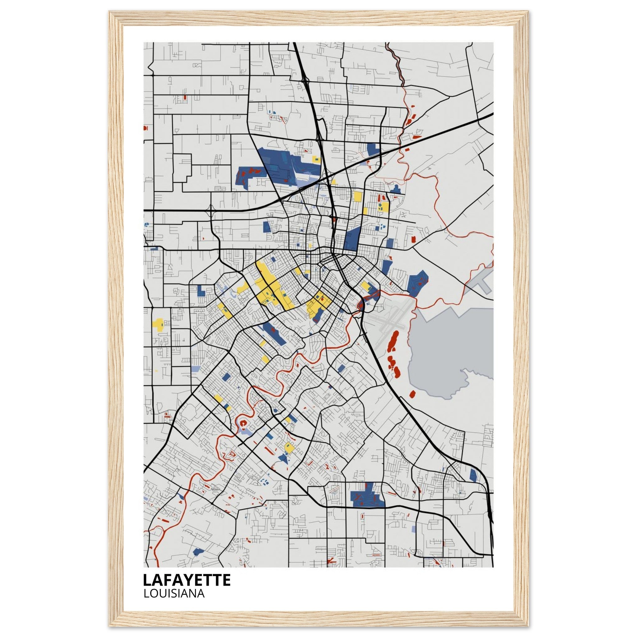 Lafayette Louisiana City Map Poster | Custom Map Art Print - Ink And Atlas