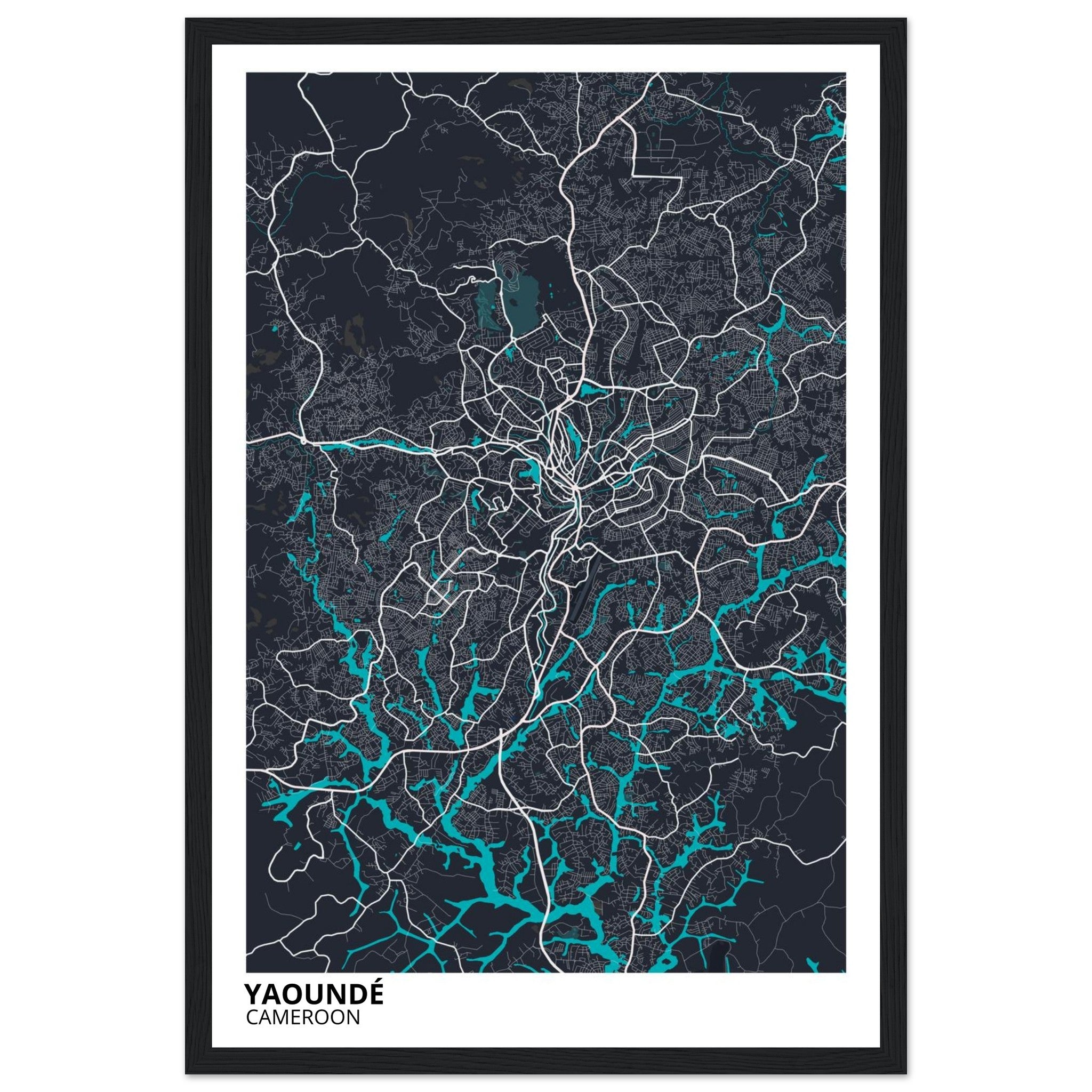 Yaounde Cameroon City Map Poster | Custom Map Art Print - Ink And Atlas