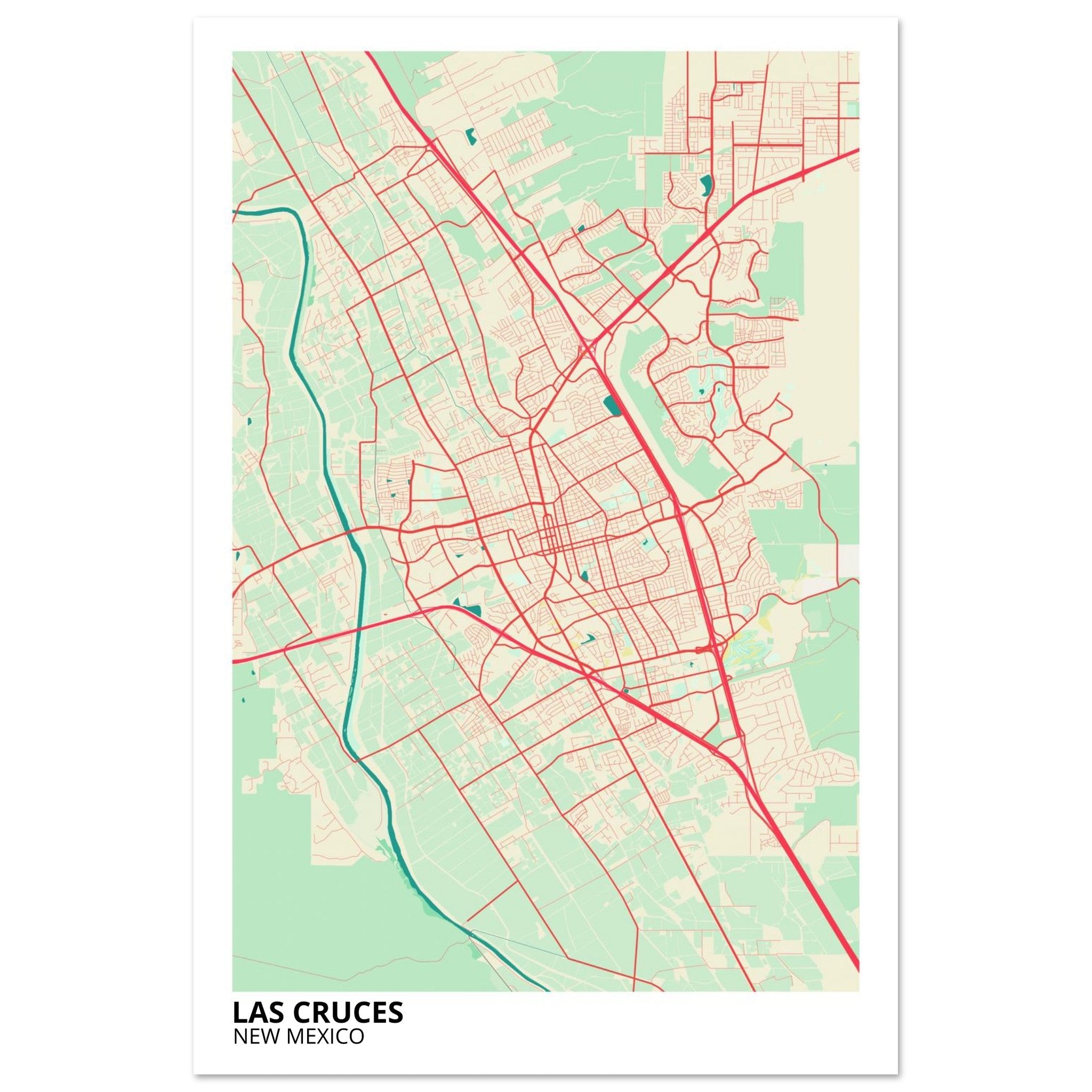 Las Cruces New Mexico City Map Poster | Custom Map Art Print - Ink And Atlas