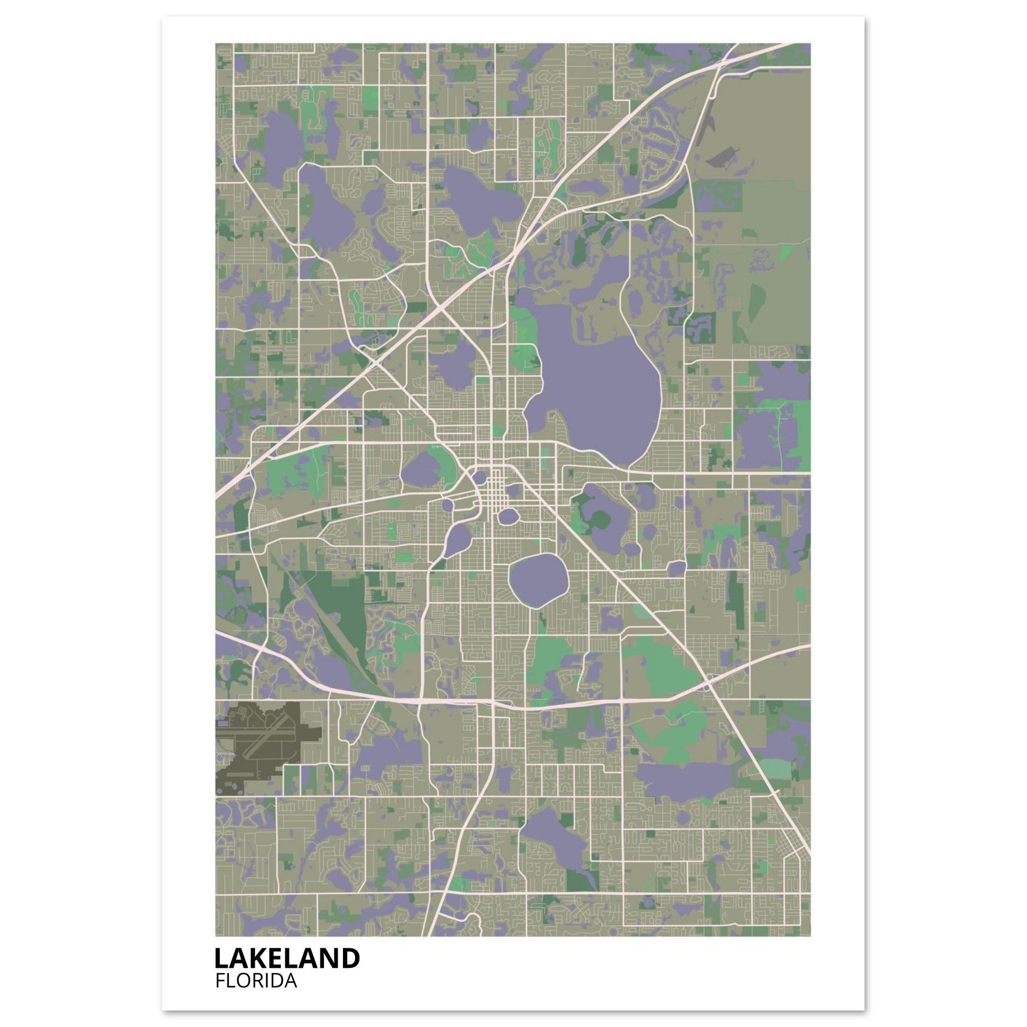 Lakeland Florida City Map Poster | Custom Map Art Print - Ink And Atlas