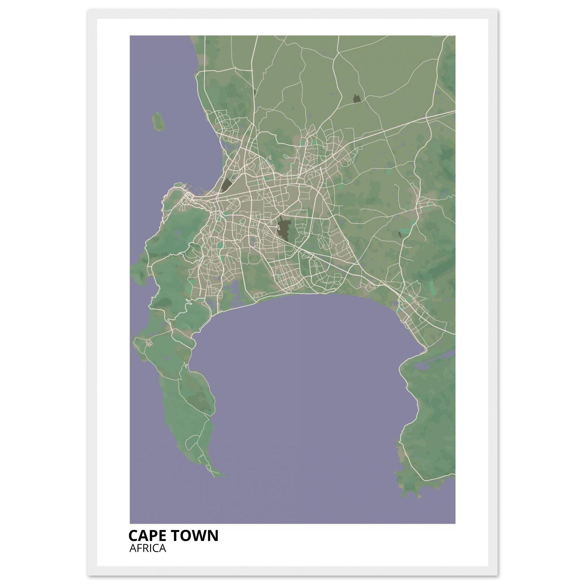 Cape Town South Africa City Map Poster | Custom Map Art Print - Ink And Atlas
