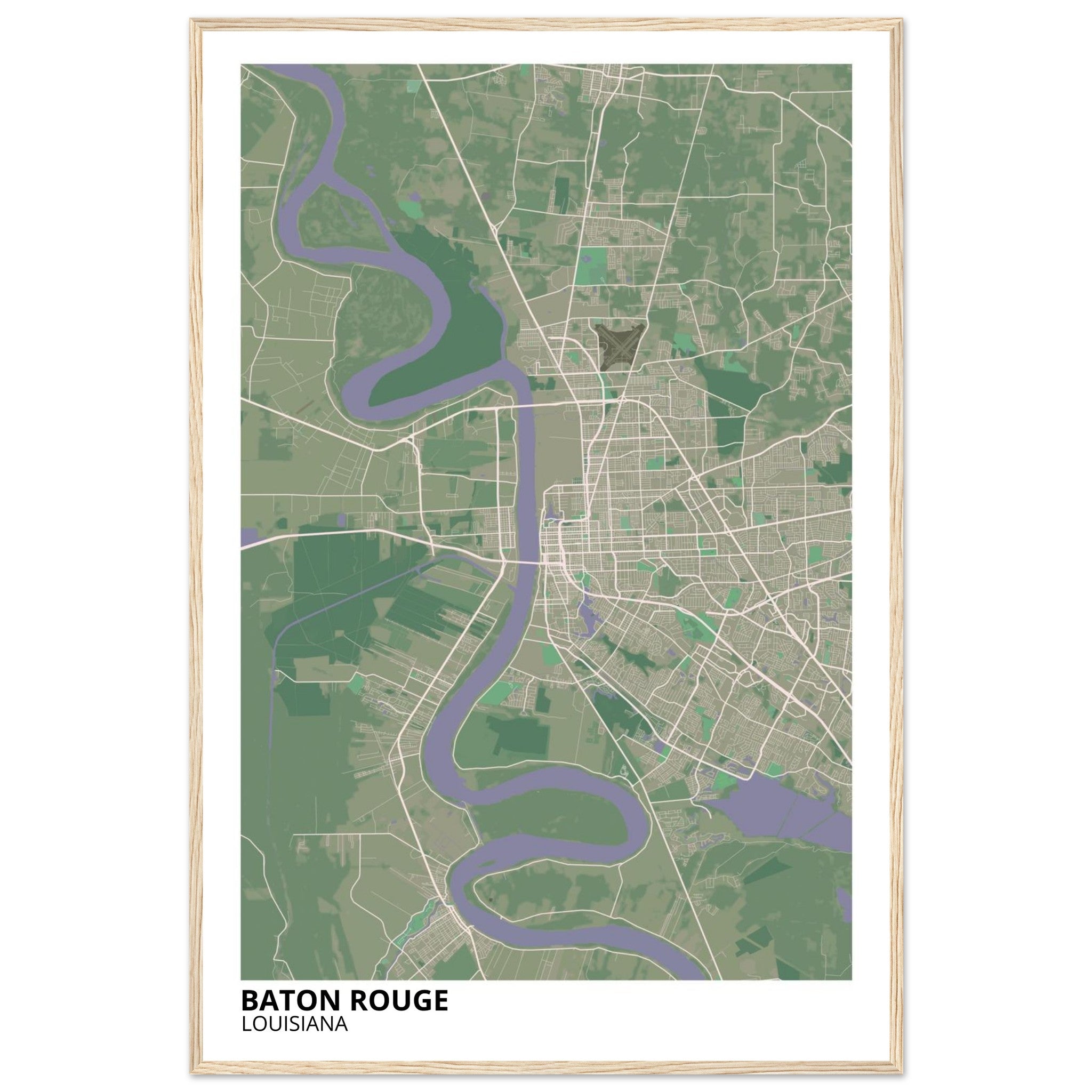 baton rouge map poster print
