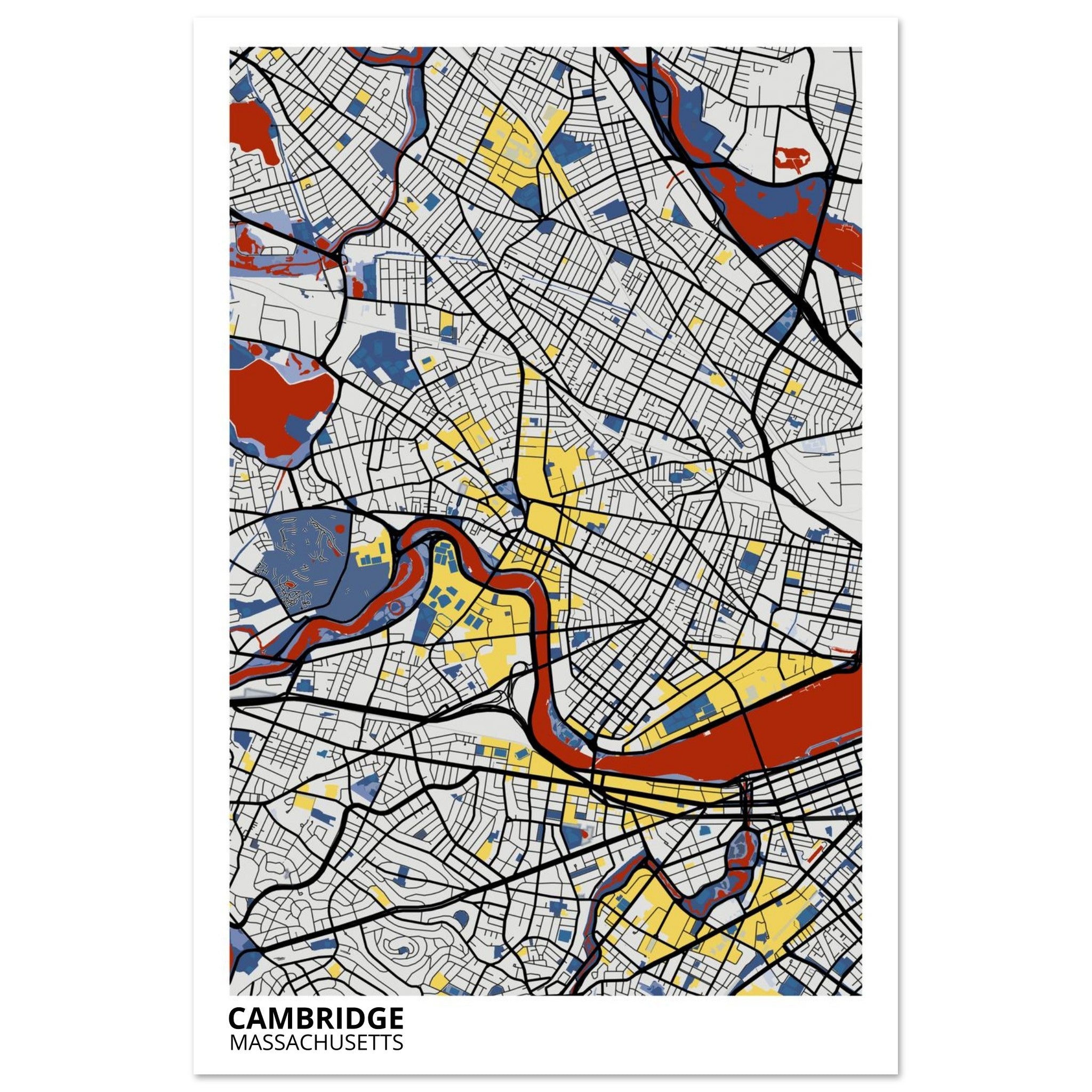 Cambridge Massachusetts City Map Poster | Custom Map Art Print - Ink And Atlas