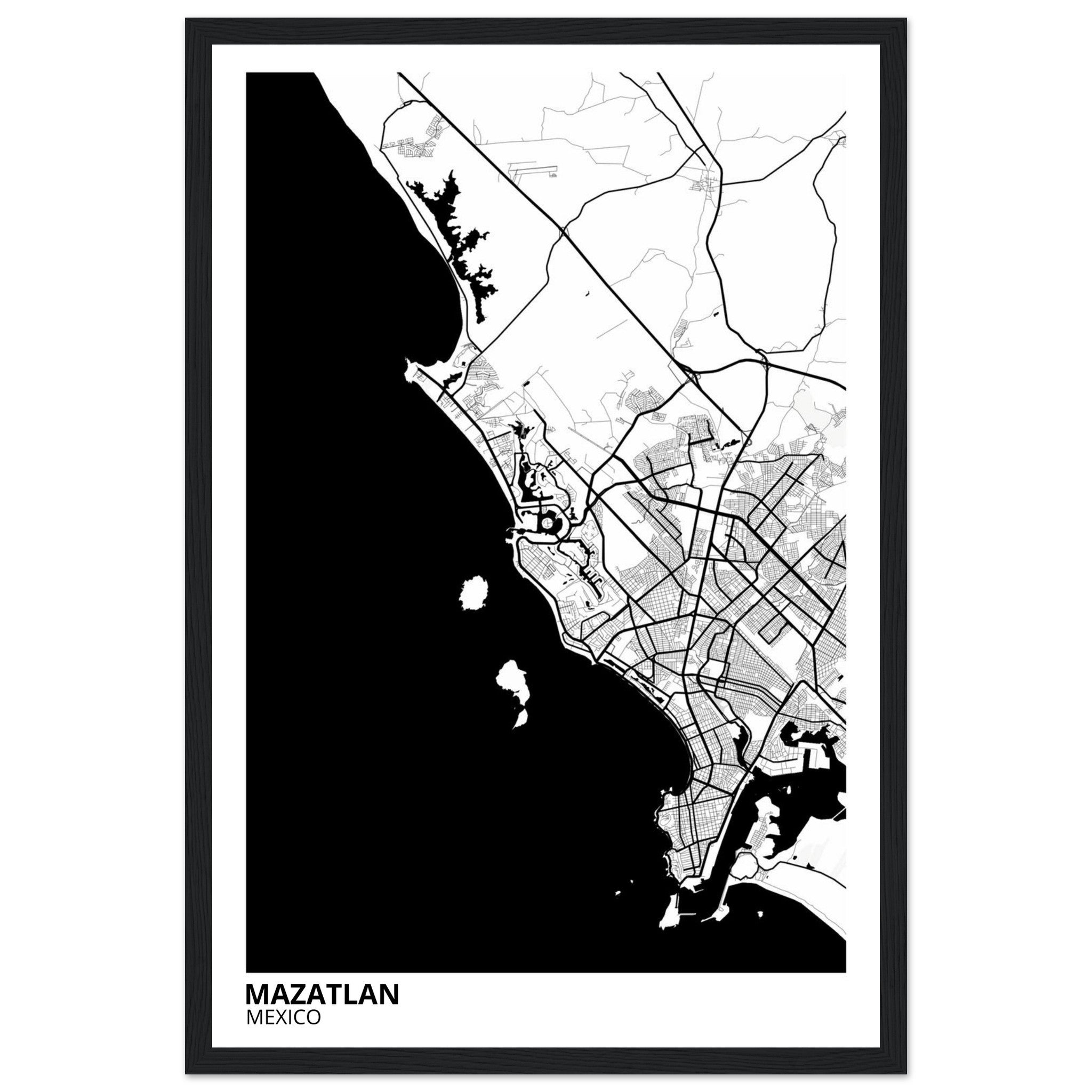 Mazatlan Mexico City Map Poster | Custom Map Art Print - Ink And Atlas