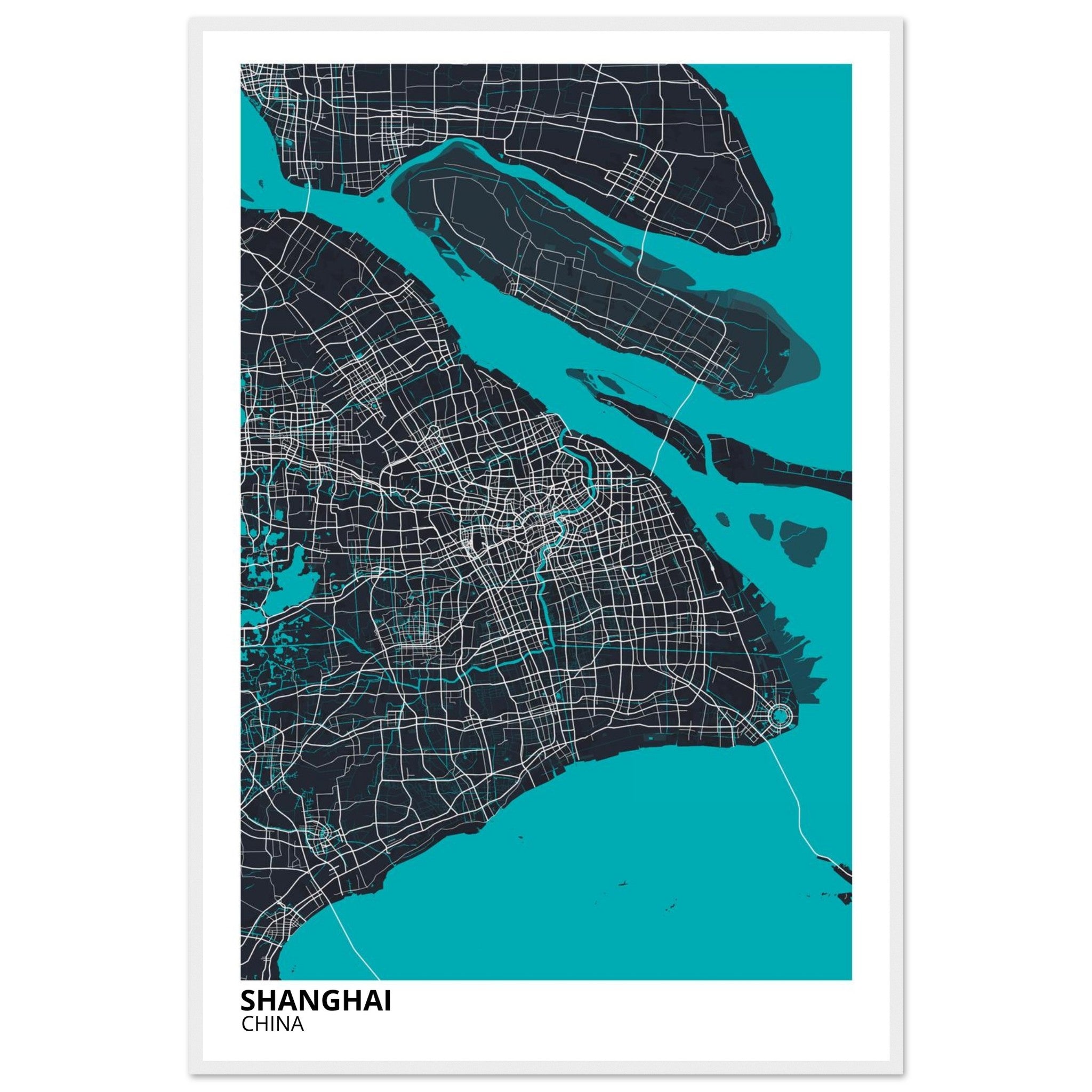 shanghai china map poster print