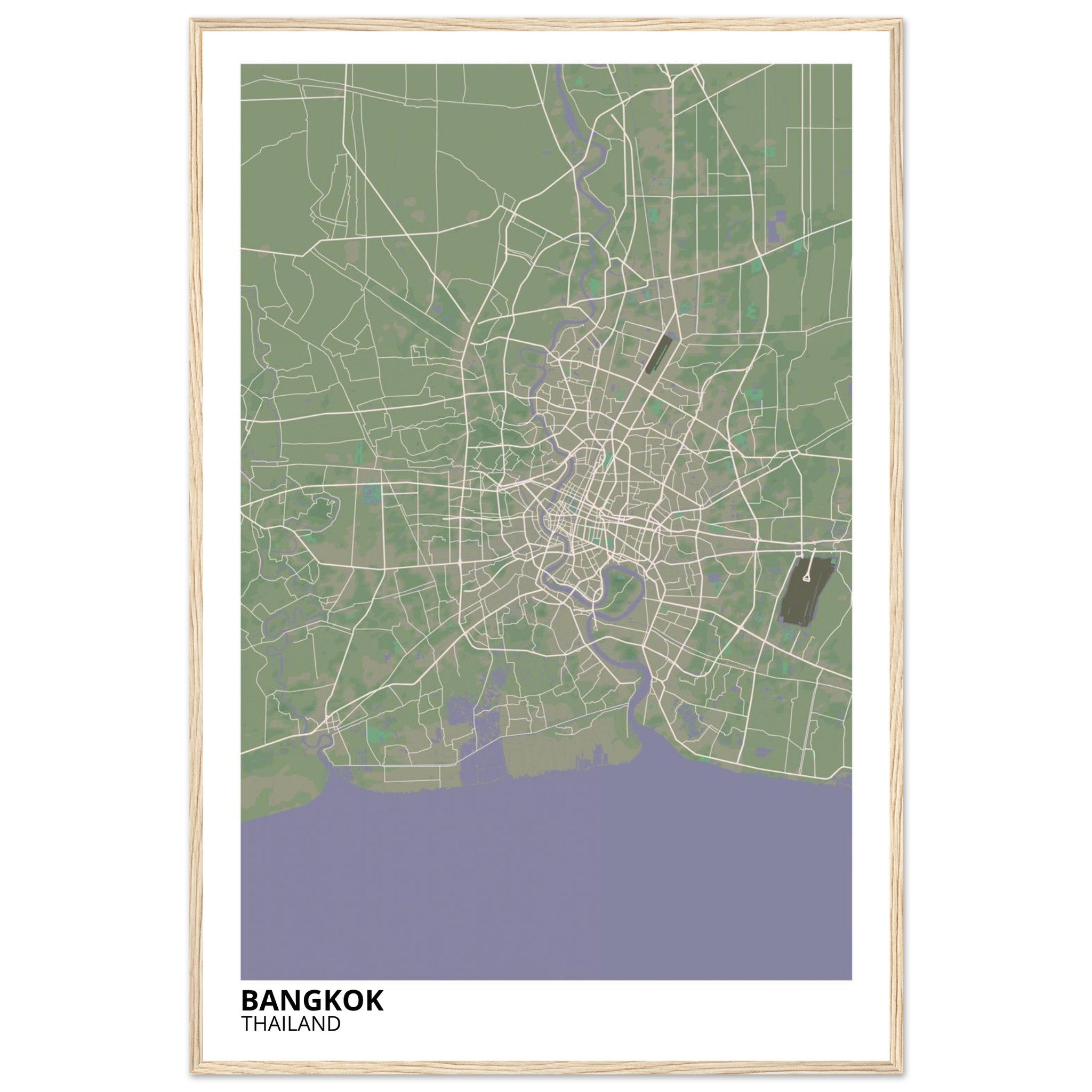 bangkok thailand map poster print