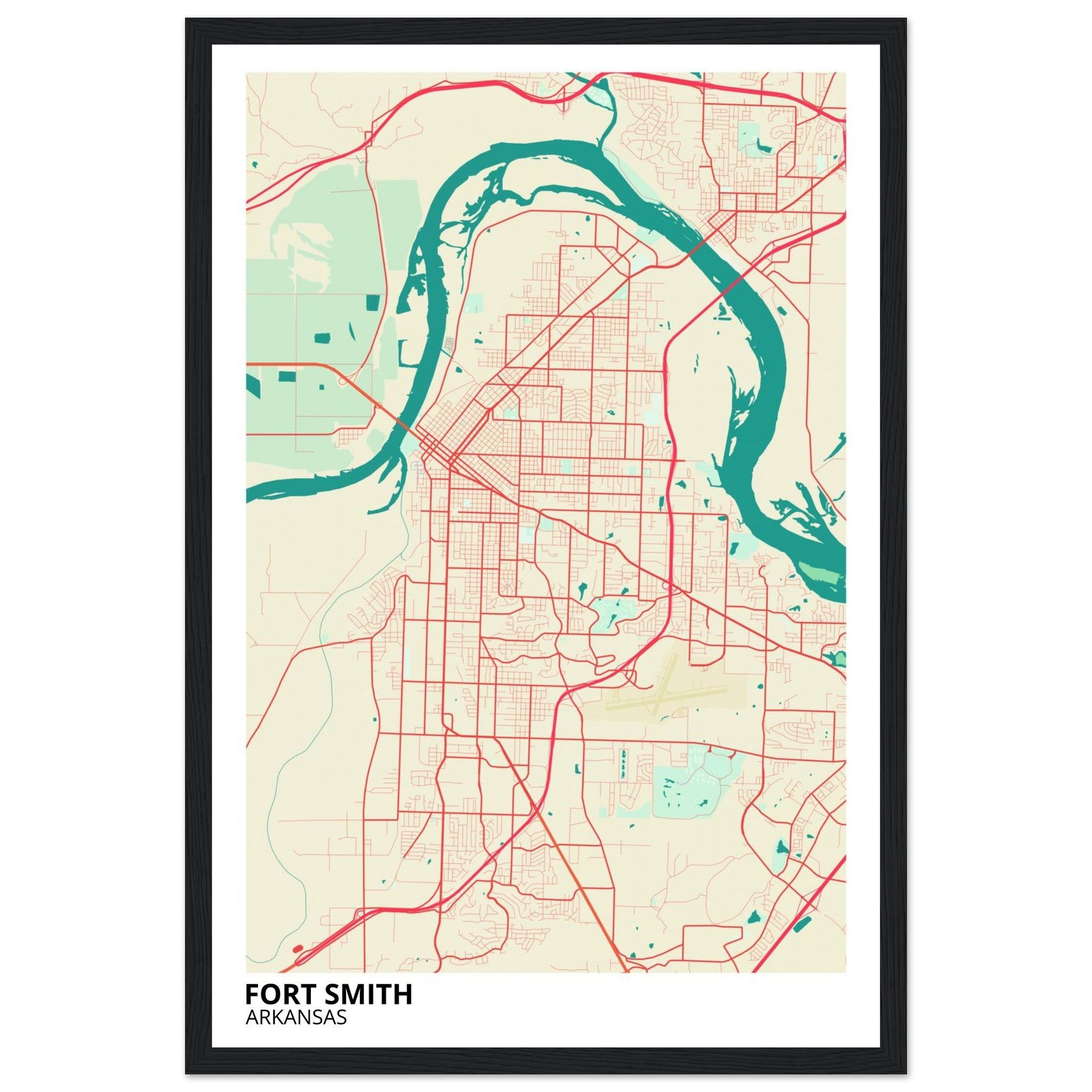 Fort Smith Arkansas City Map Poster | Custom Map Art Print - Ink And Atlas