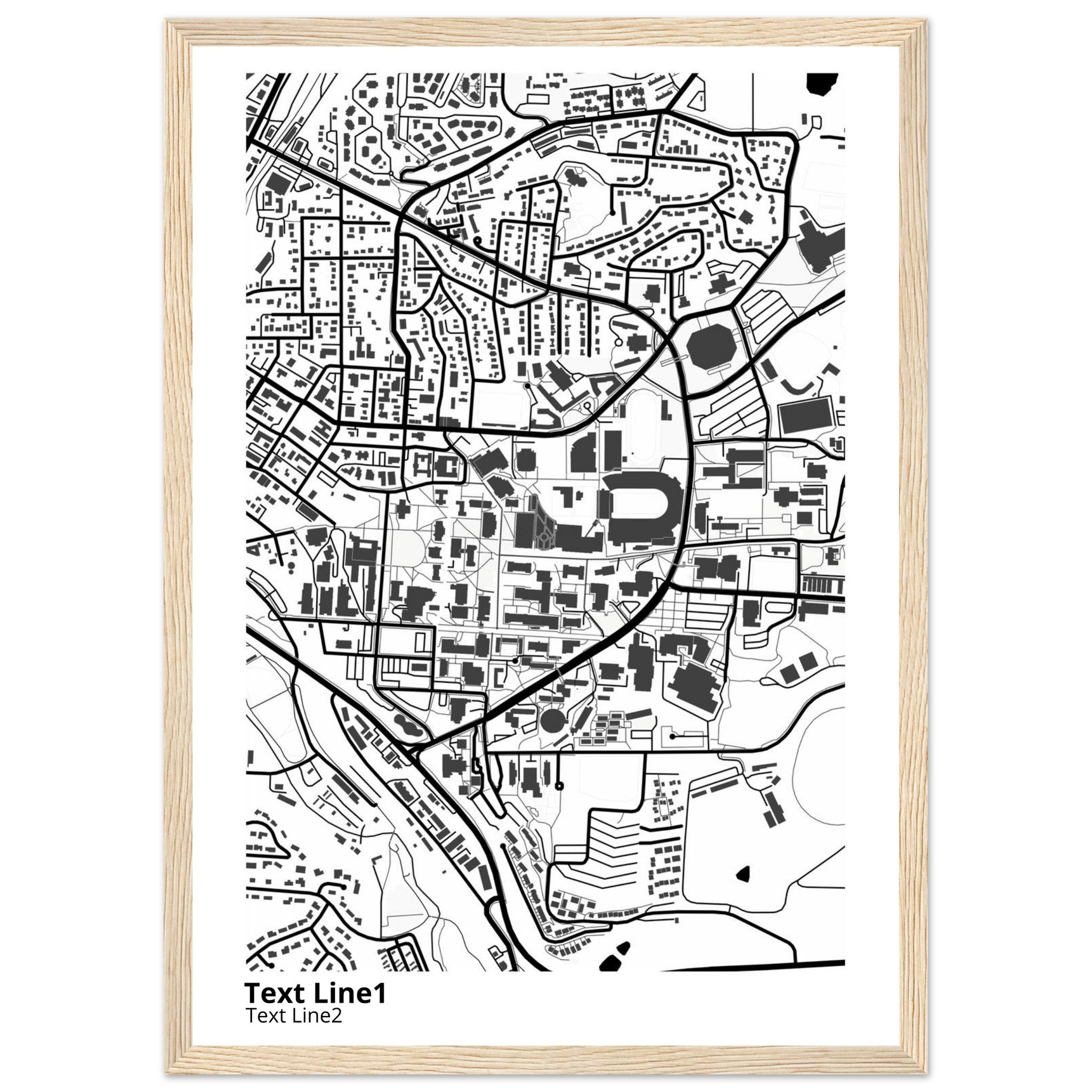 washington state university modern campus map print