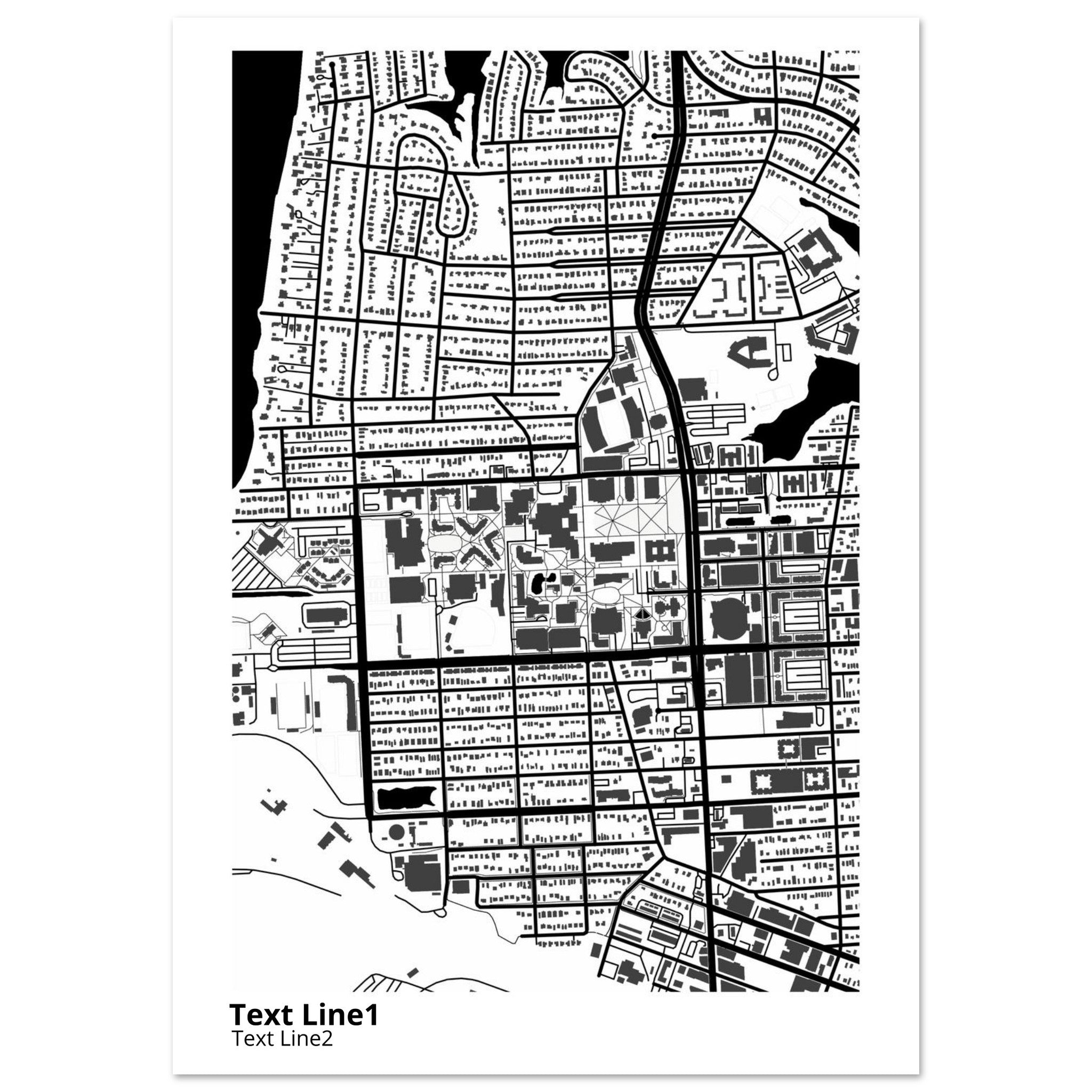 old dominion university virginia modern campus map print