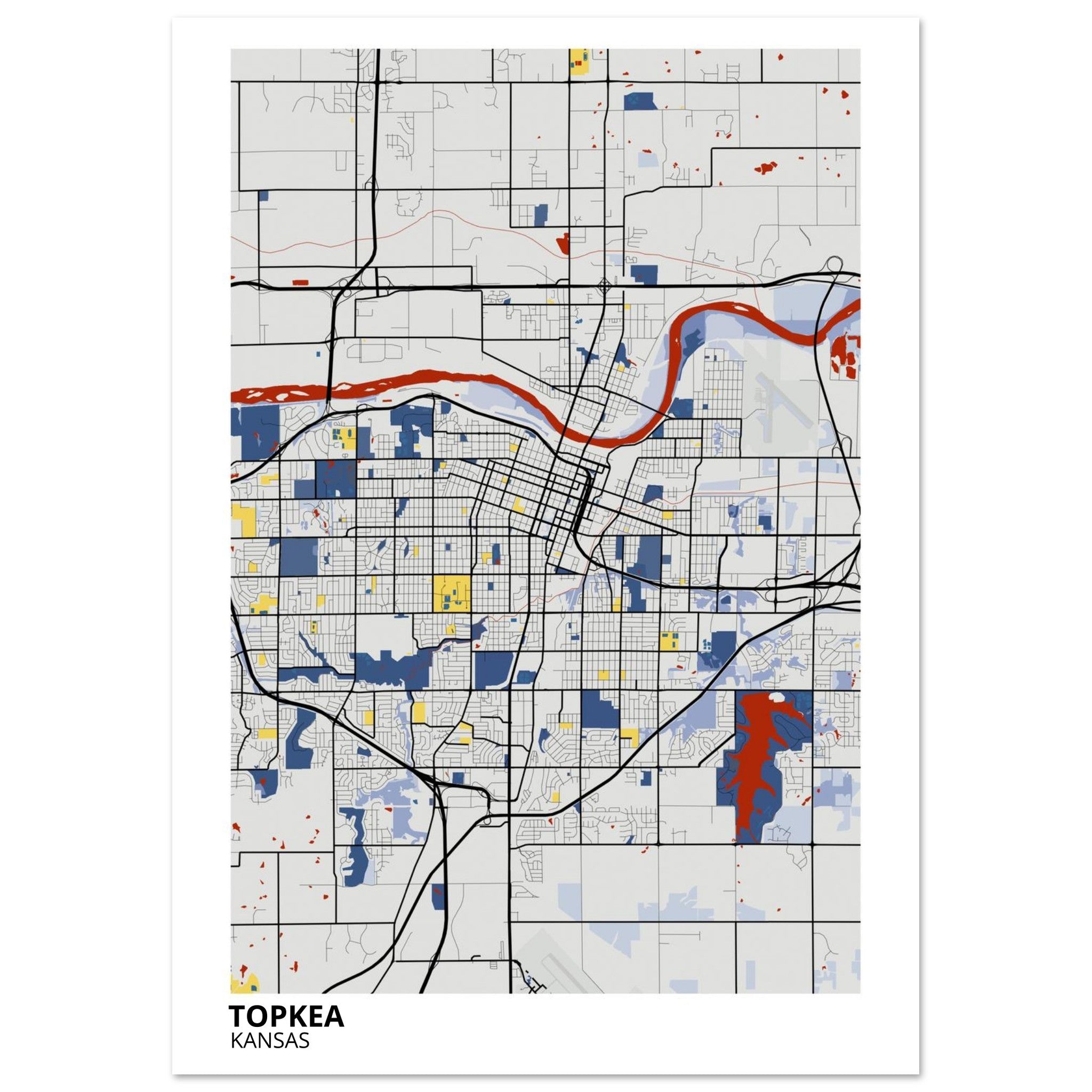 topeka map poster print
