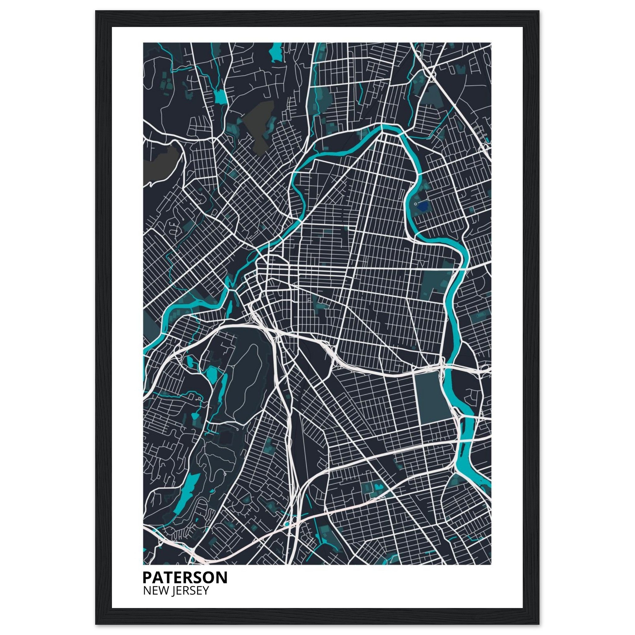 Paterson New Jersey City Map Poster | Custom Map Art Print - Ink And Atlas