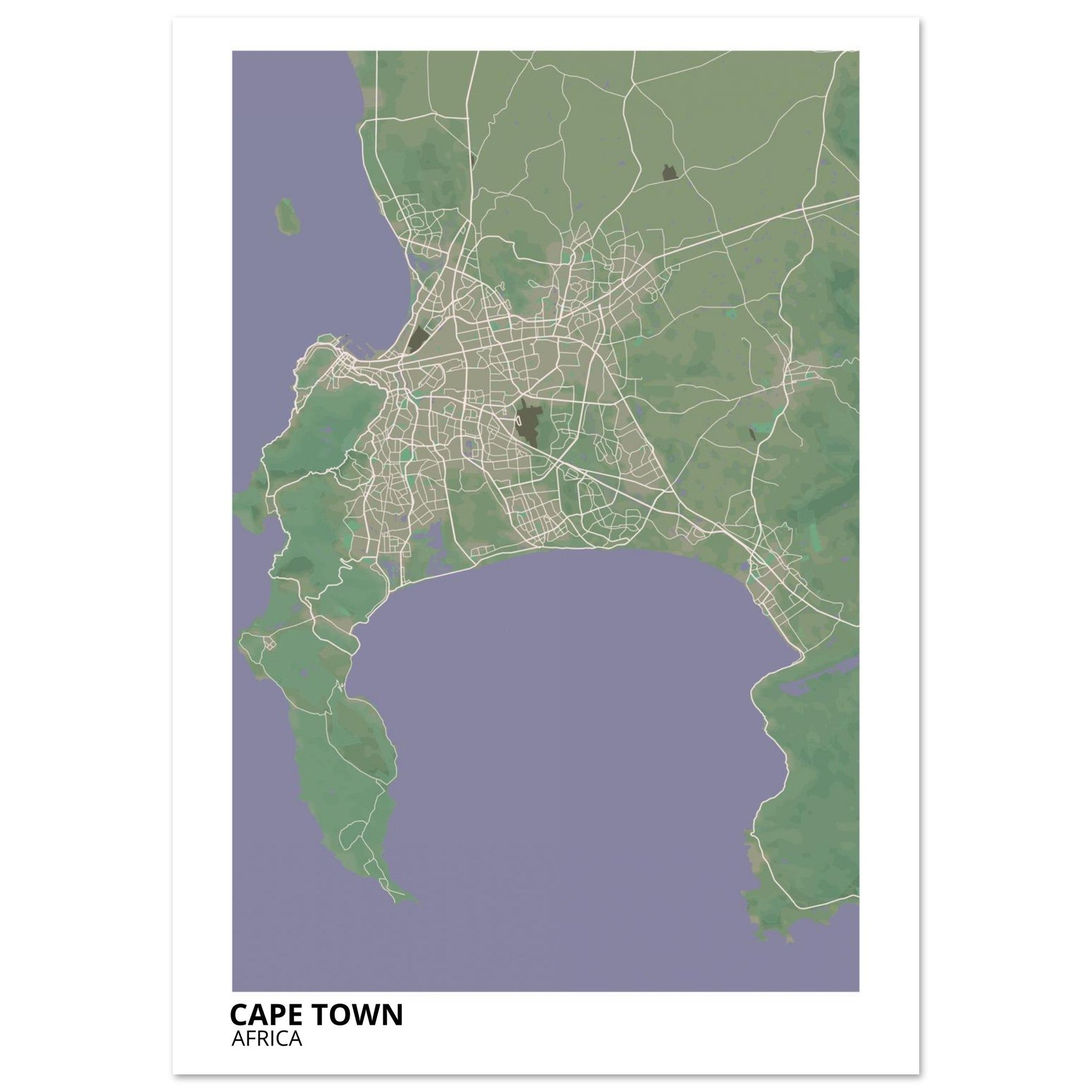 Cape Town South Africa City Map Poster | Custom Map Art Print - Ink And Atlas