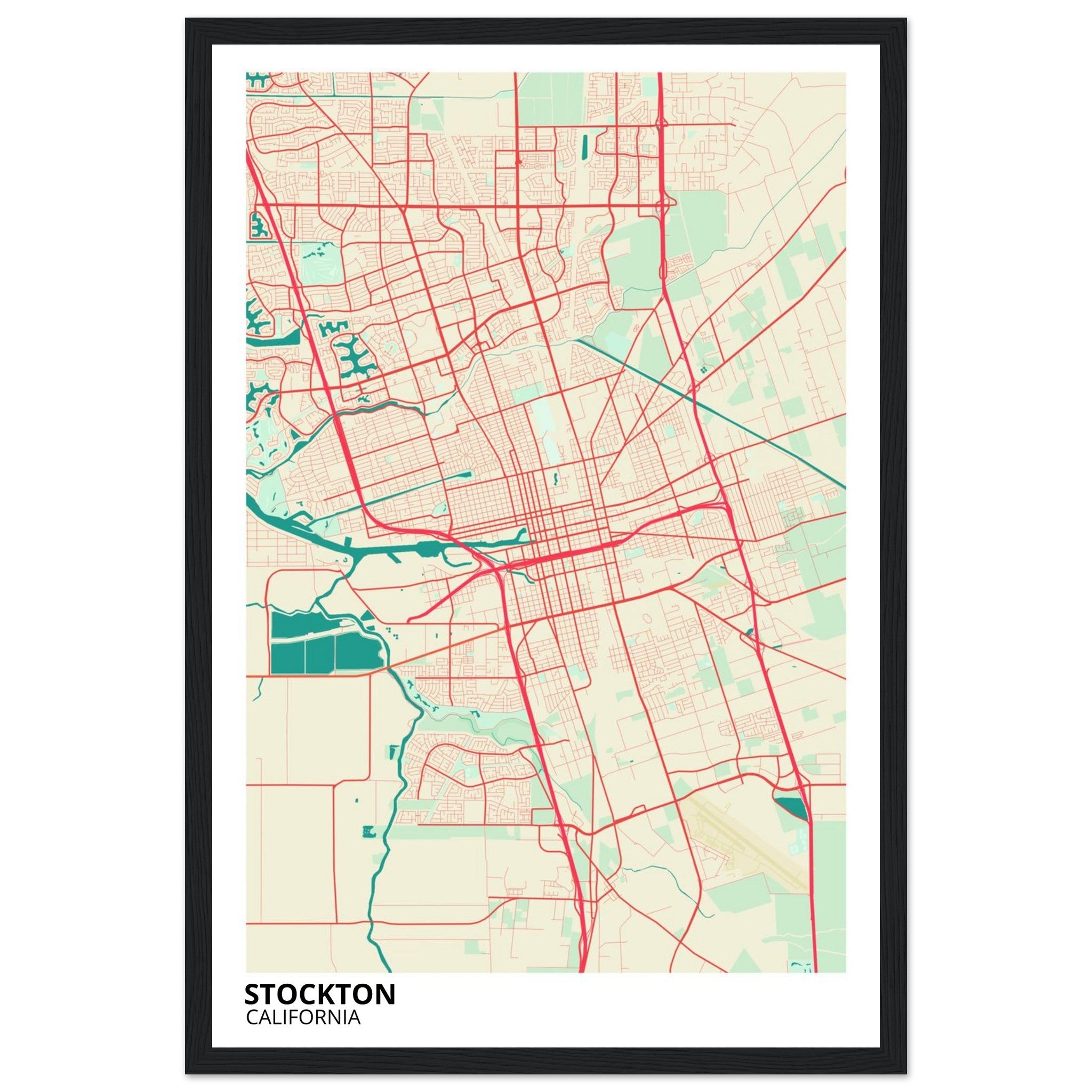 Stockton California City Map Poster | Custom Map Art Print - Ink And Atlas