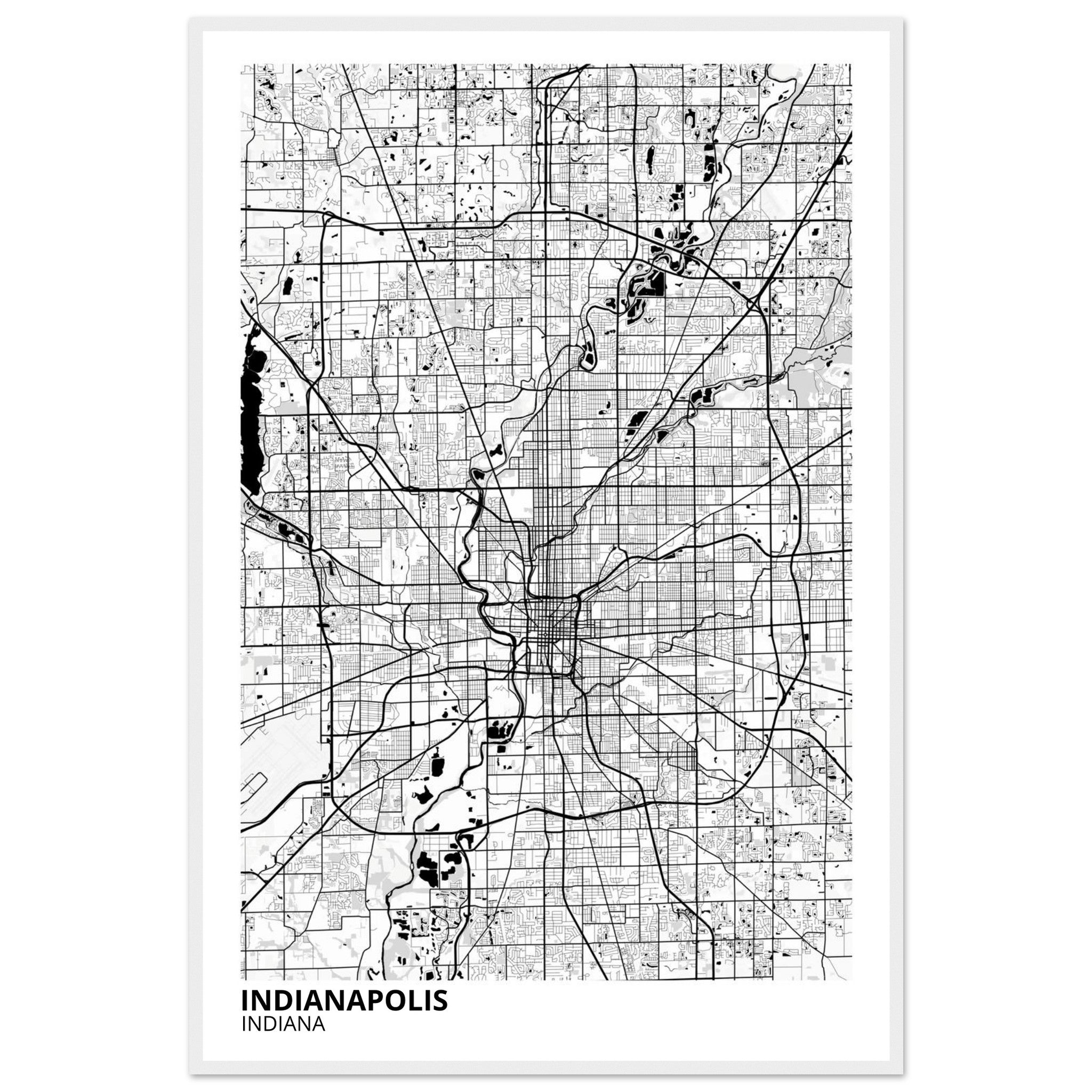 indianapolis map poster print