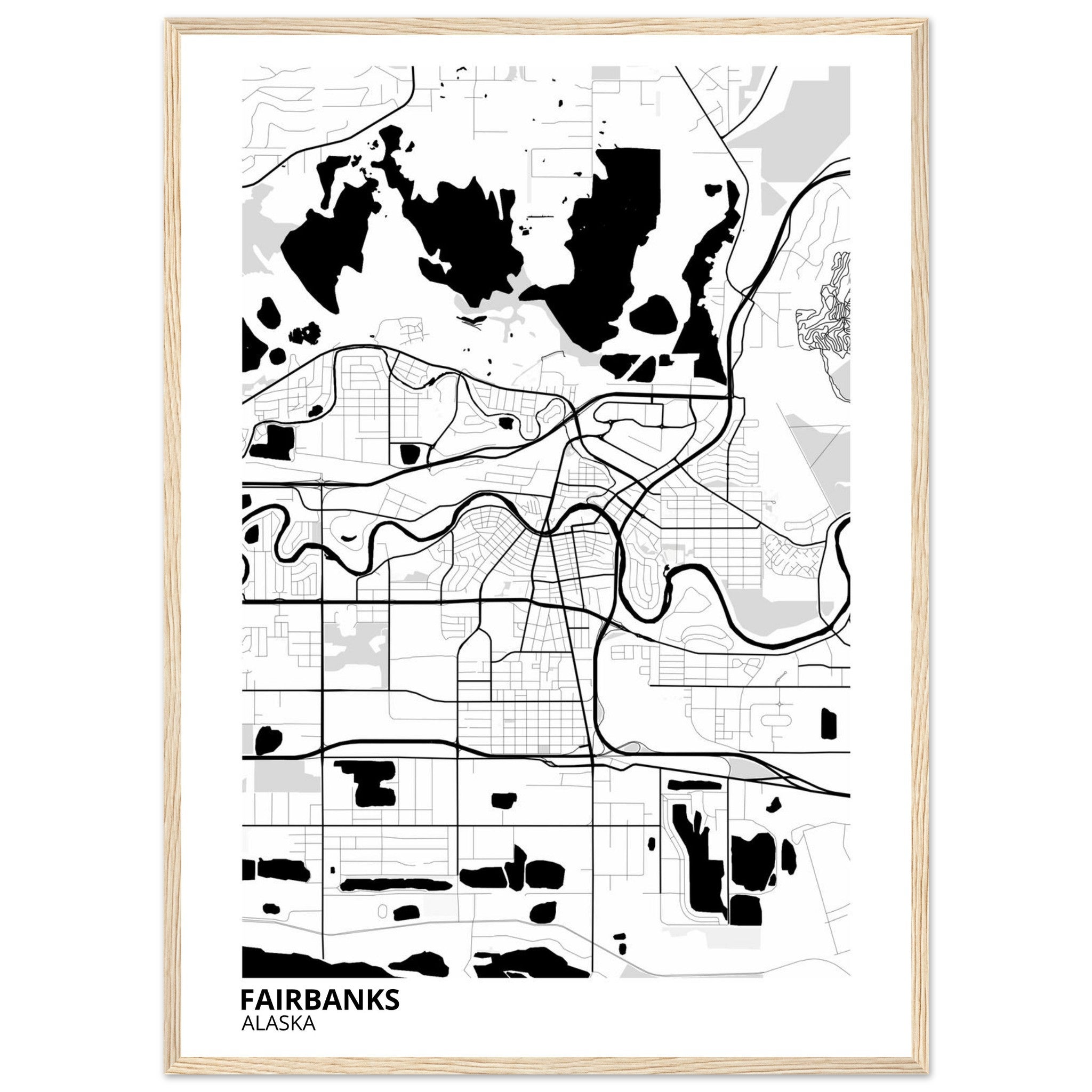 Fairbanks Alaska City Map Poster | Custom Map Art Print - Ink And Atlas