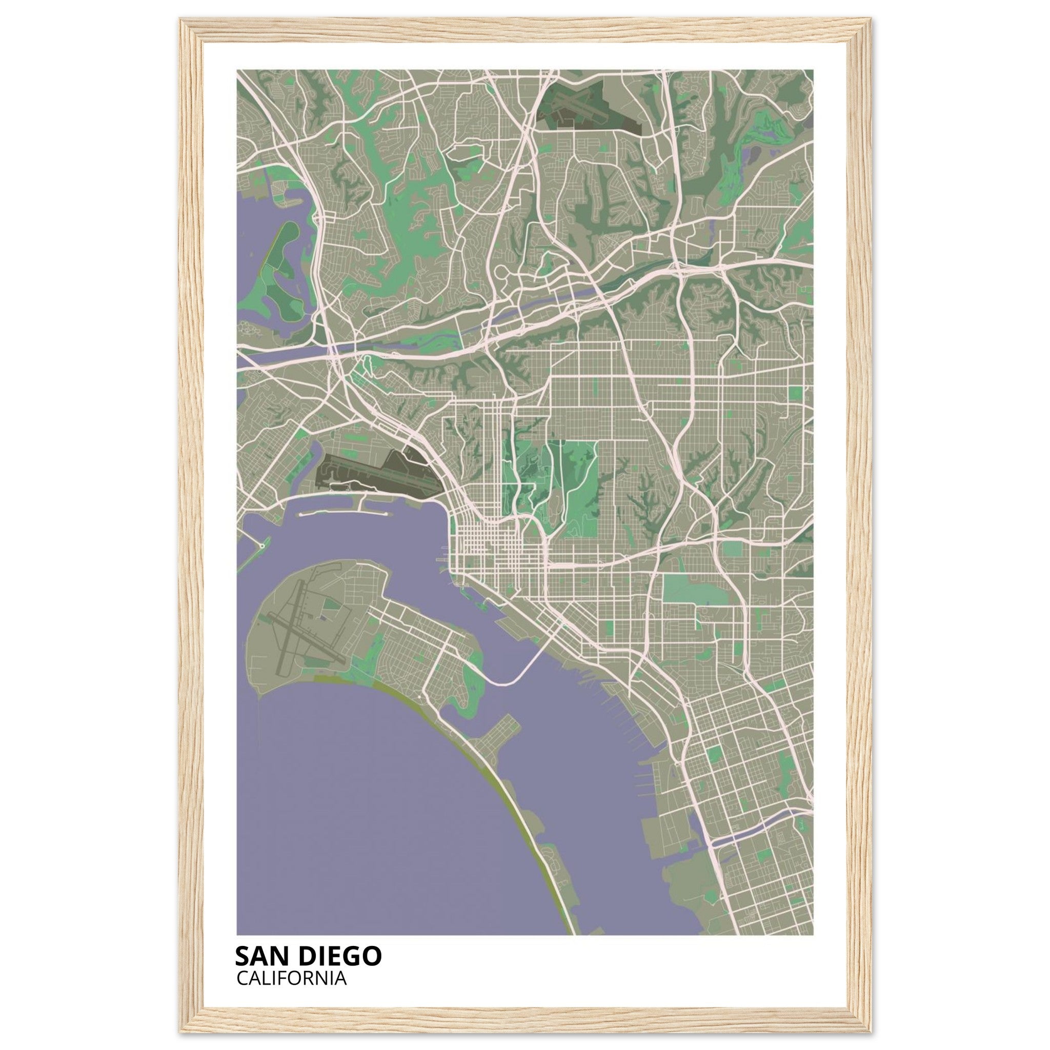 san diego map poster print