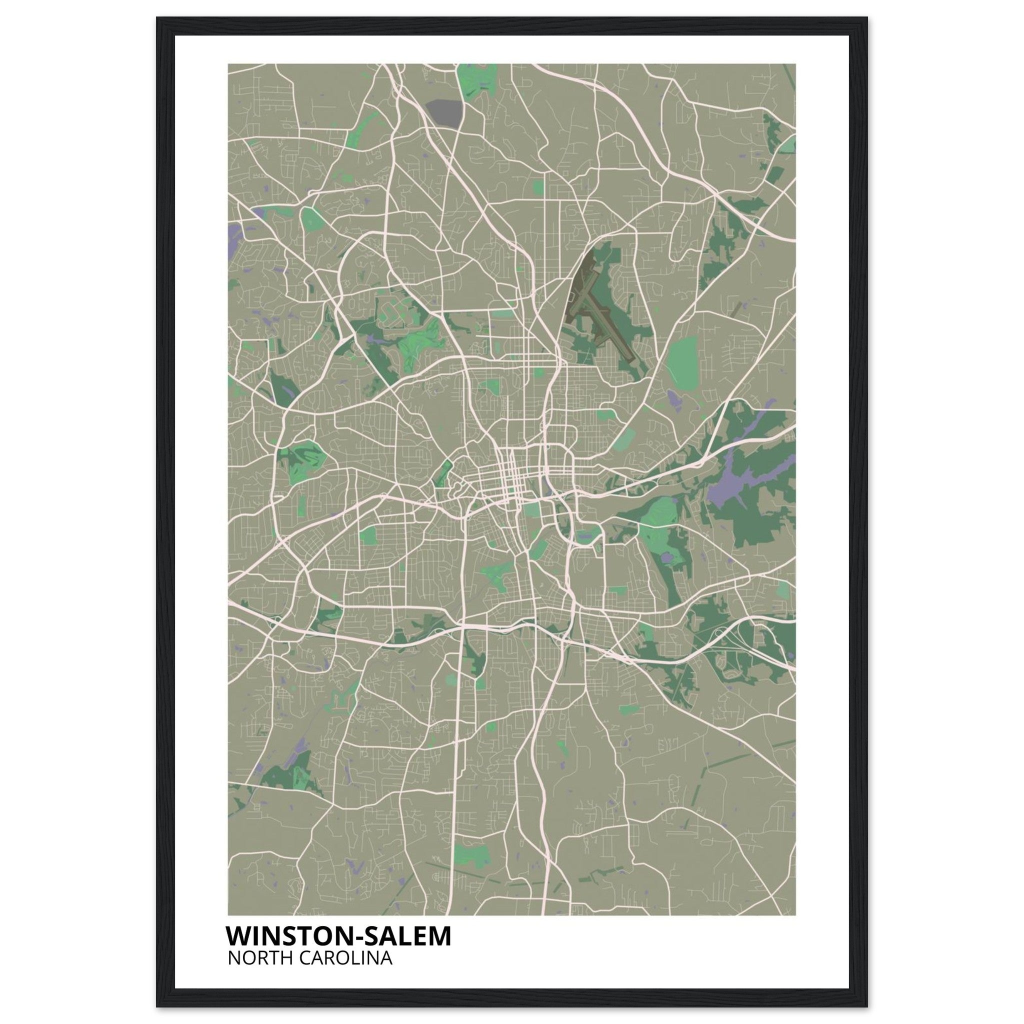 Winston - Salem North Carolina City Map Poster | Custom Map Art Print - Ink And Atlas