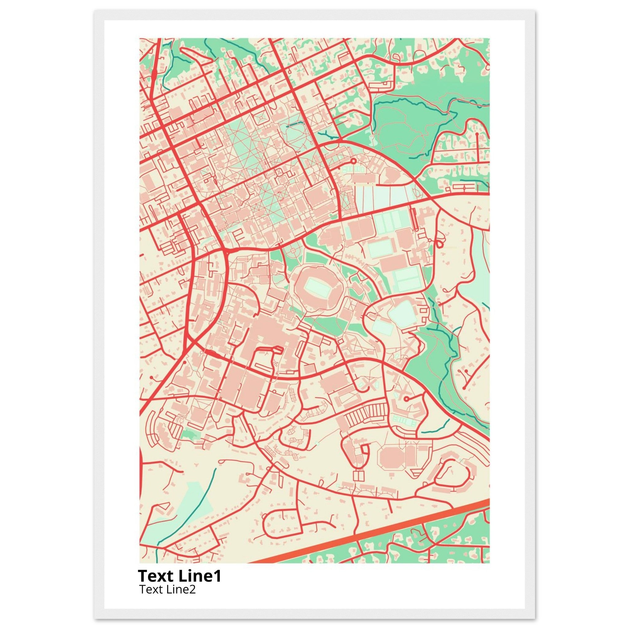 University of North Carolina at Chapel Hill Modern Campus Map Print - Ink And Atlas