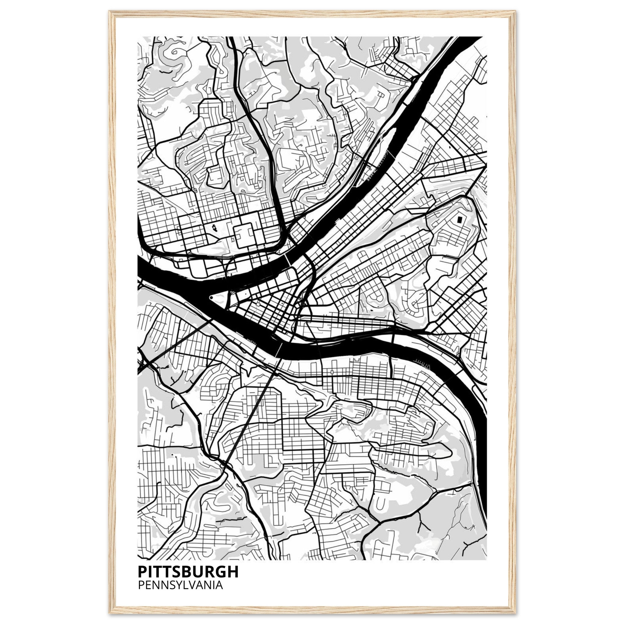 pittsburgh map poster print