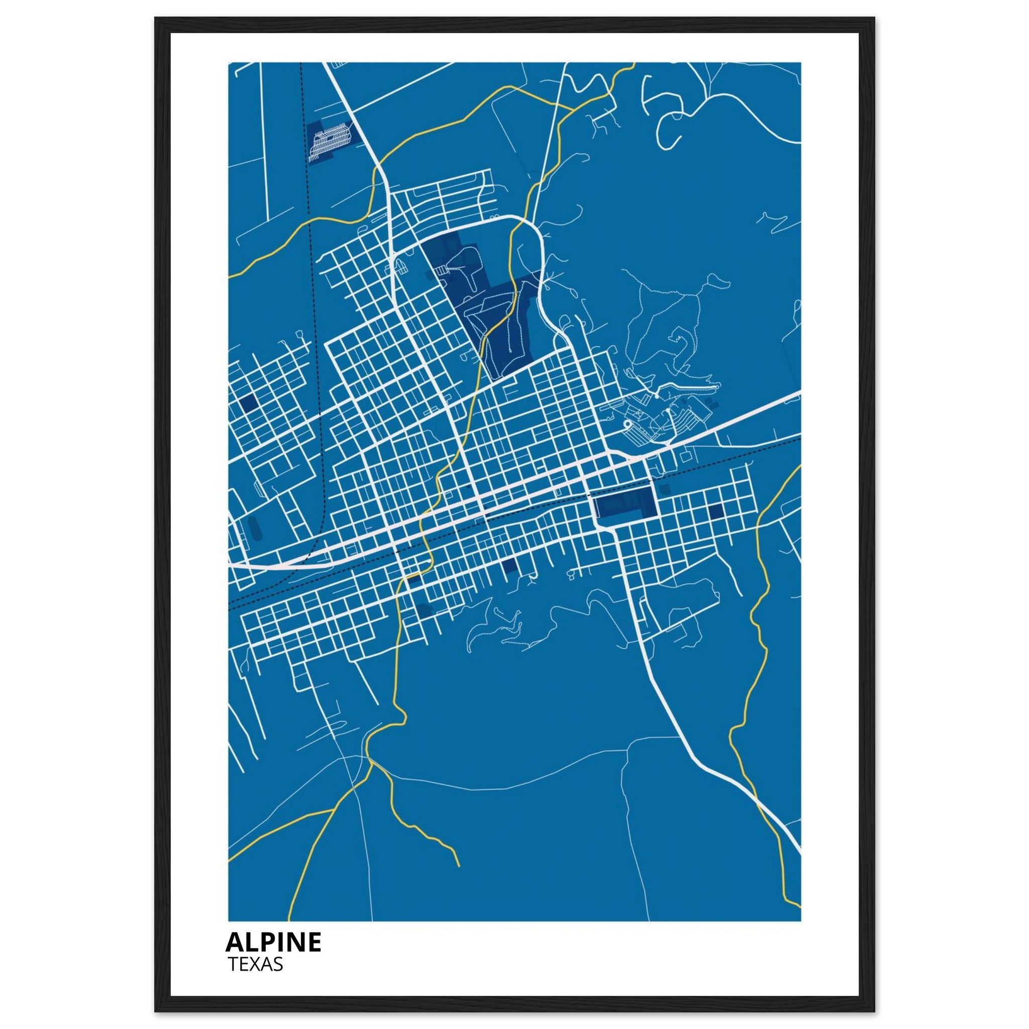 Alpine Texas City Map Poster | Custom Map Art Print - Ink And Atlas