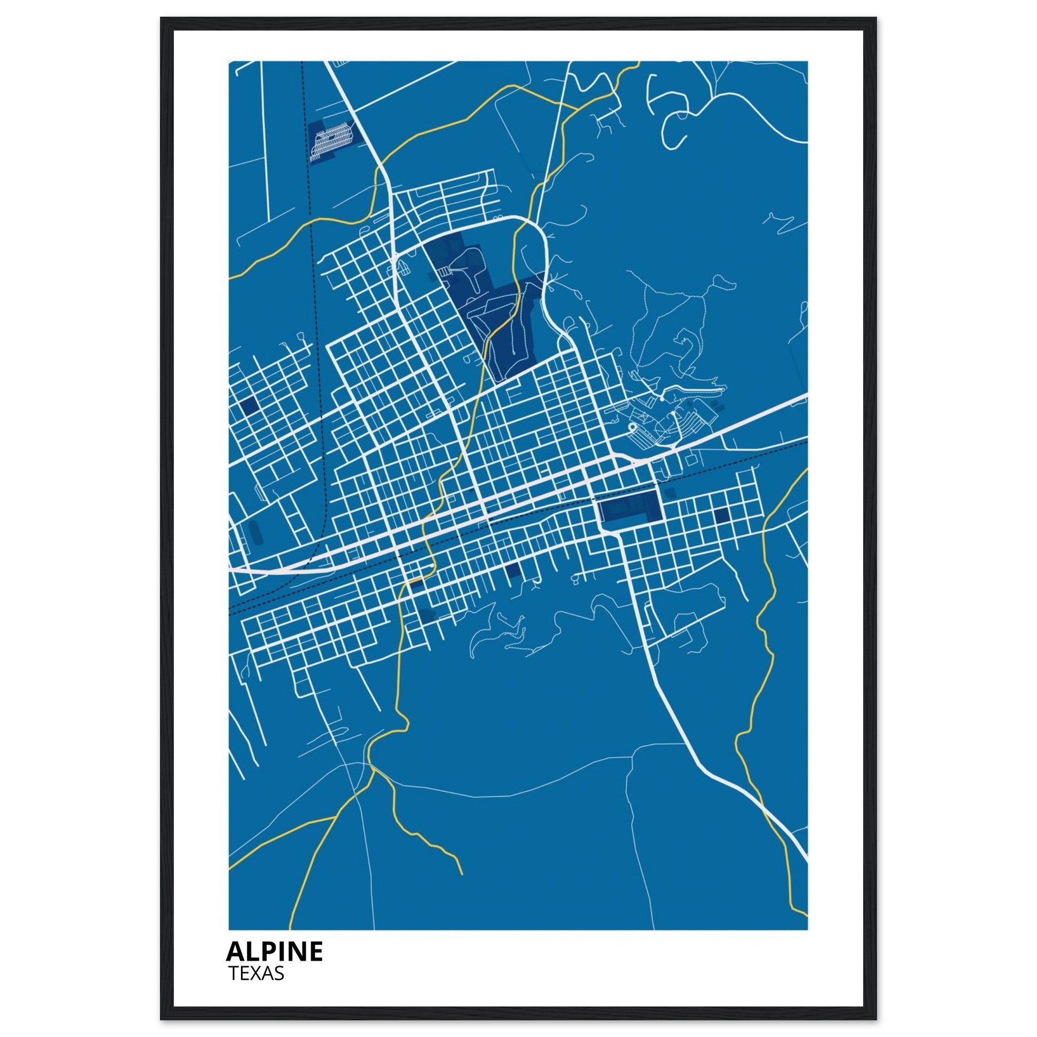 Alpine Texas City Map Poster | Custom Map Art Print - Ink And Atlas