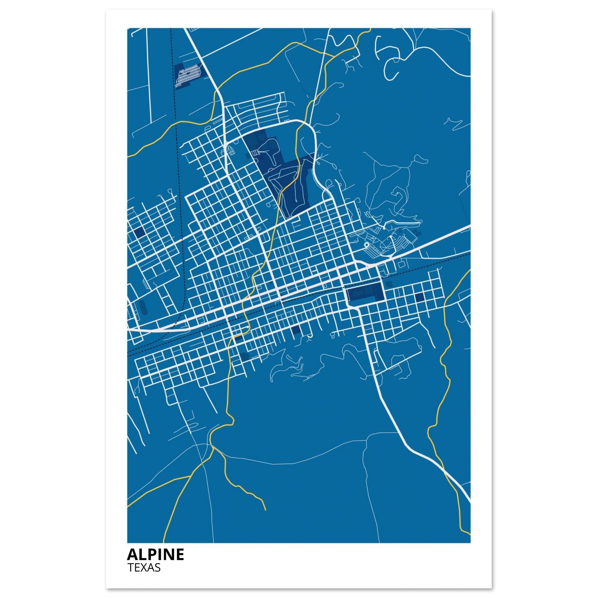 Alpine Texas City Map Poster | Custom Map Art Print - Ink And Atlas