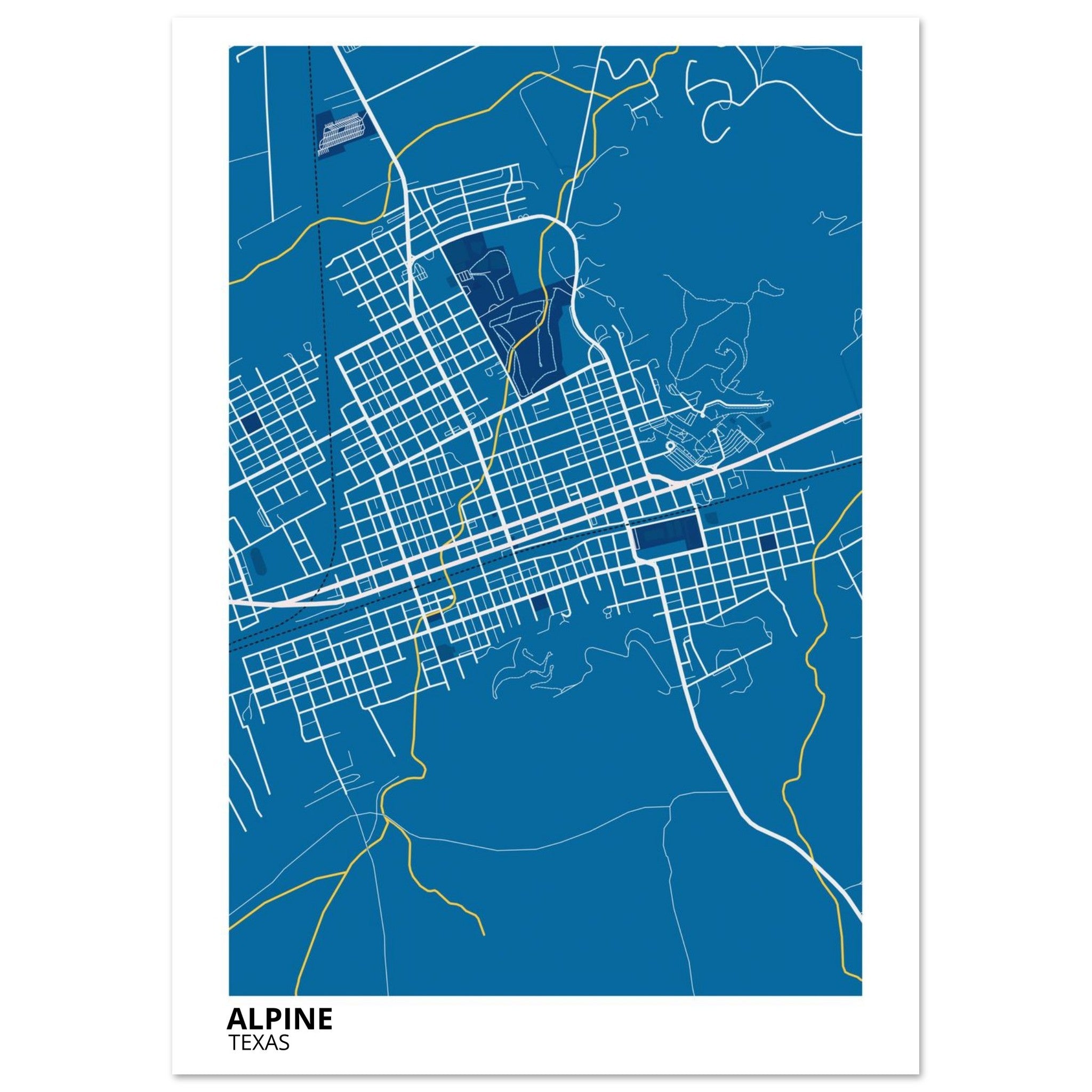 Alpine Texas City Map Poster | Custom Map Art Print - Ink And Atlas